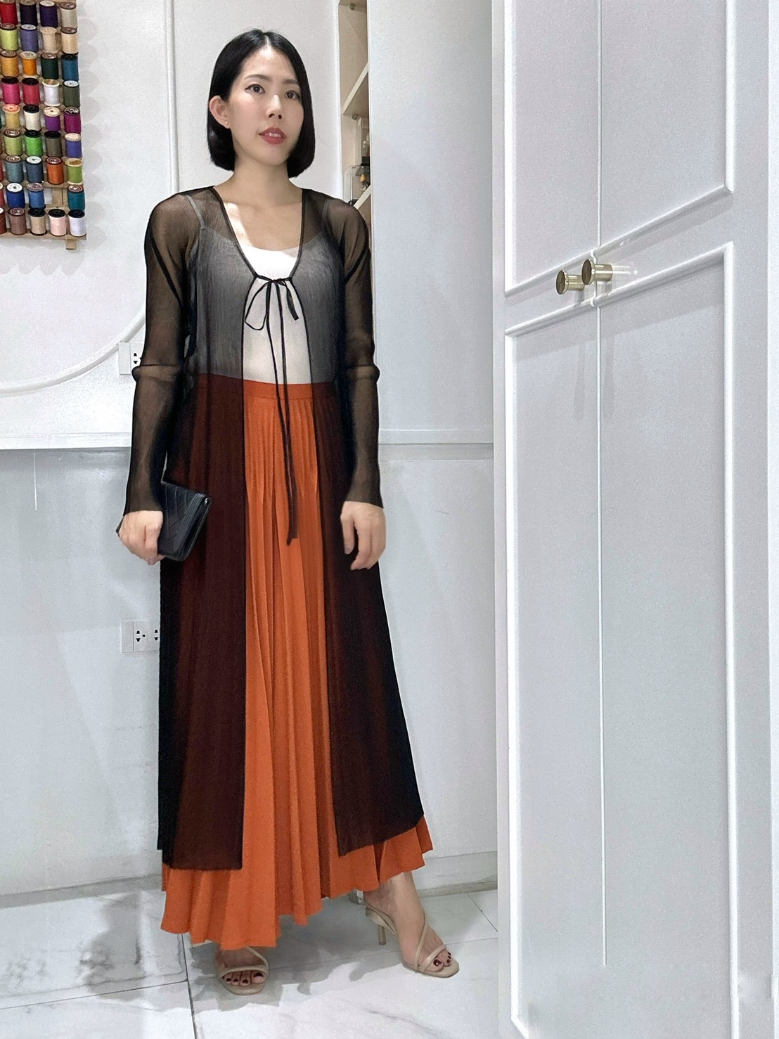 ปรับราคาลง20%!! 2MUAY รุ่น GJO1260 เสื้อคลุมพลีทคุณภาพ TRANSPARENT PLEATED LONG CARDIGAN 5 สี FREE SIZE
