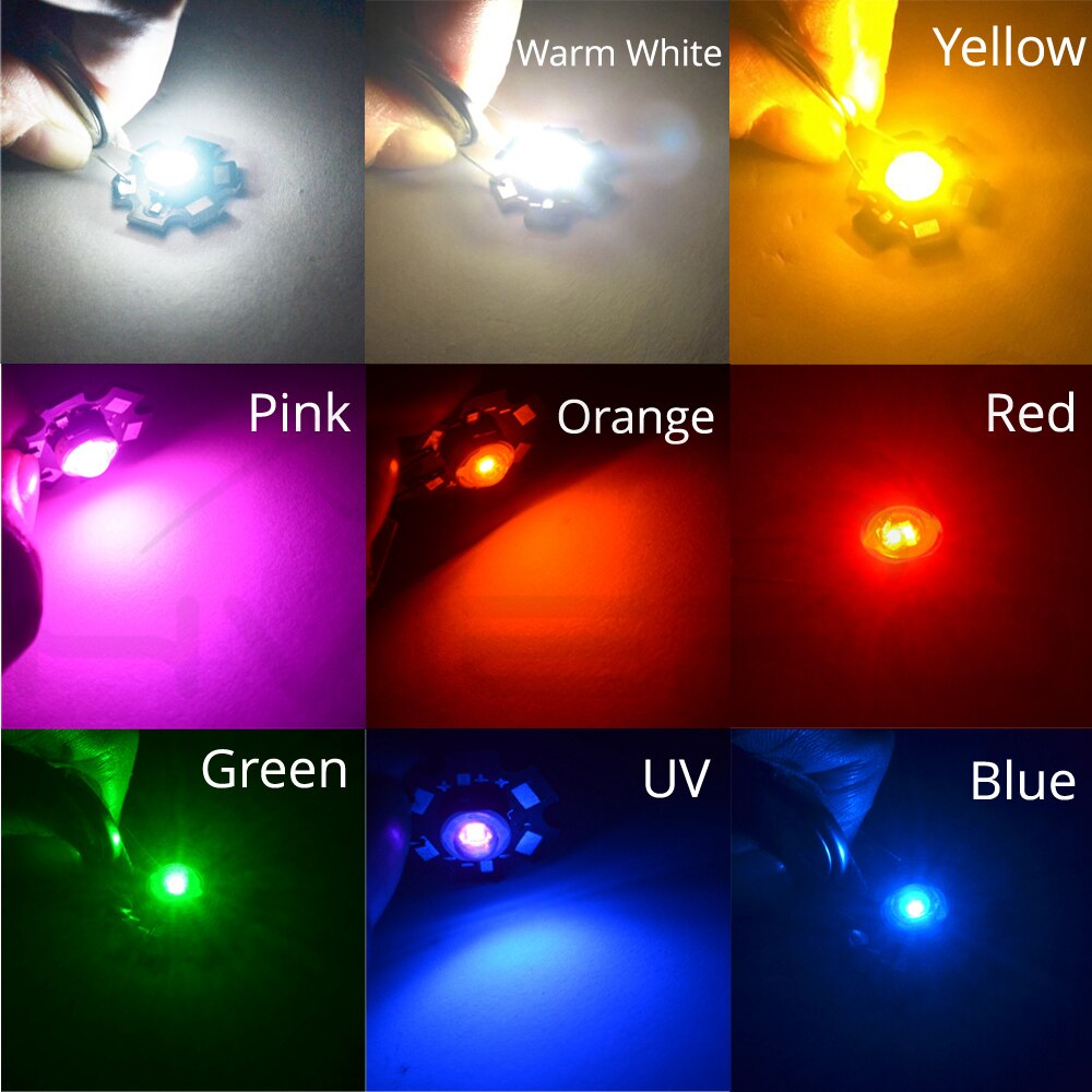 หลอด LED 1W High-power พร้อมฐานระบายความร้อน [เลือกสี] [แดง/ฟ้า/ขาว/เขียว/เหลือง]