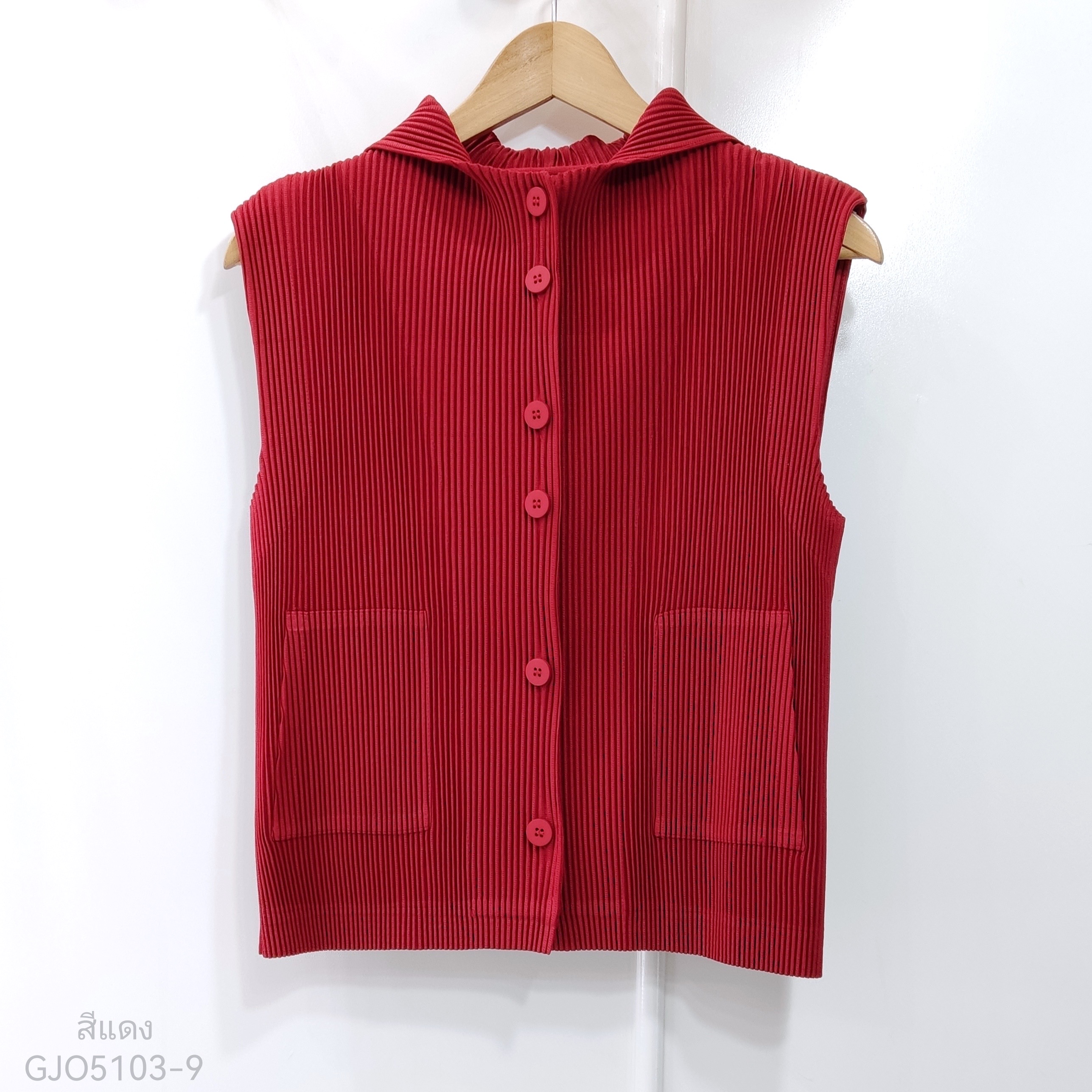 2MUAY รุ่น GJO5103-9 เสื้อพลีทคุณภาพ THICK SLEEVELESS HOODED PLEATED TOP 8 สี FREE SIZE