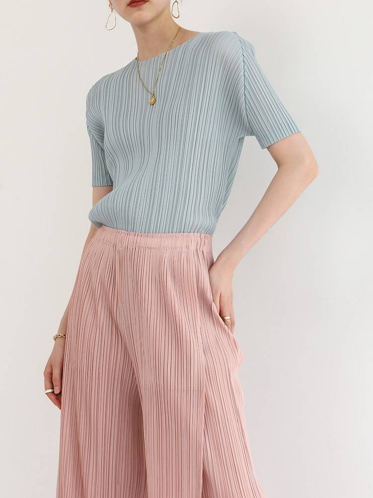 เพิ่มสีใหม่!! 2MUAY BASIC GJO6910 เสื้อพลีทคุณภาพ SHORT SLEEVE PLEATED TOP 14 สี FREE SIZE