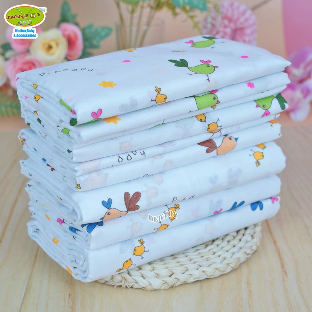 Gold Baby ผ้าอ้อมสาลู 2 ชั้นเกรดA ลายนก 12 ผืน