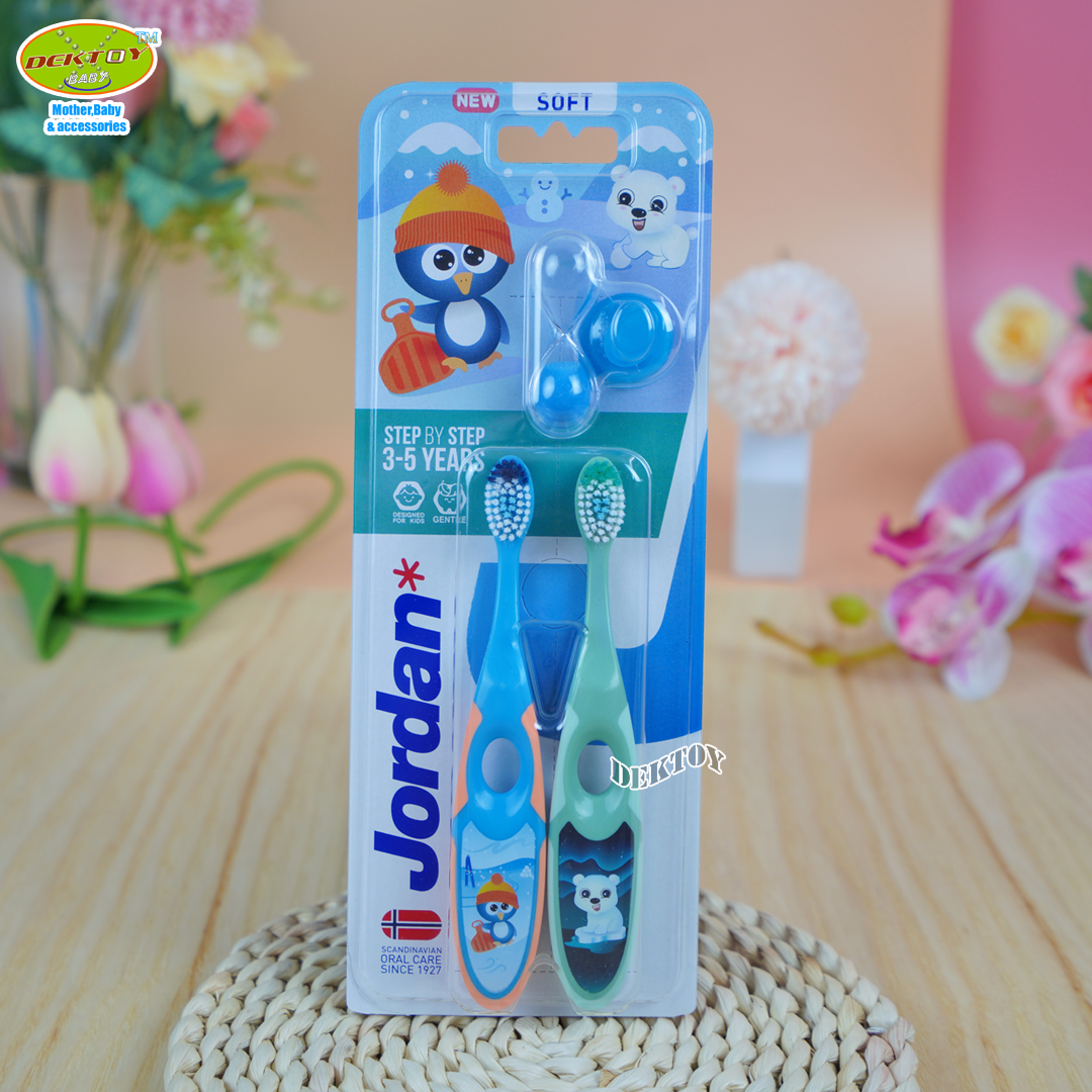 Jordan จอร์แดน แปรงสีฟันเด็ก จอร์แดนแพ็คคู่ แถมยาสีฟัน 3-5 ปี