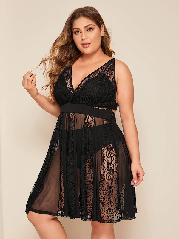 ชุดเดรสลูกไม้ซีทรู มีซิปด้านข้างลำตัว ใส่-ถอดง่าย งานดี เกรดพรีเมี่ยม