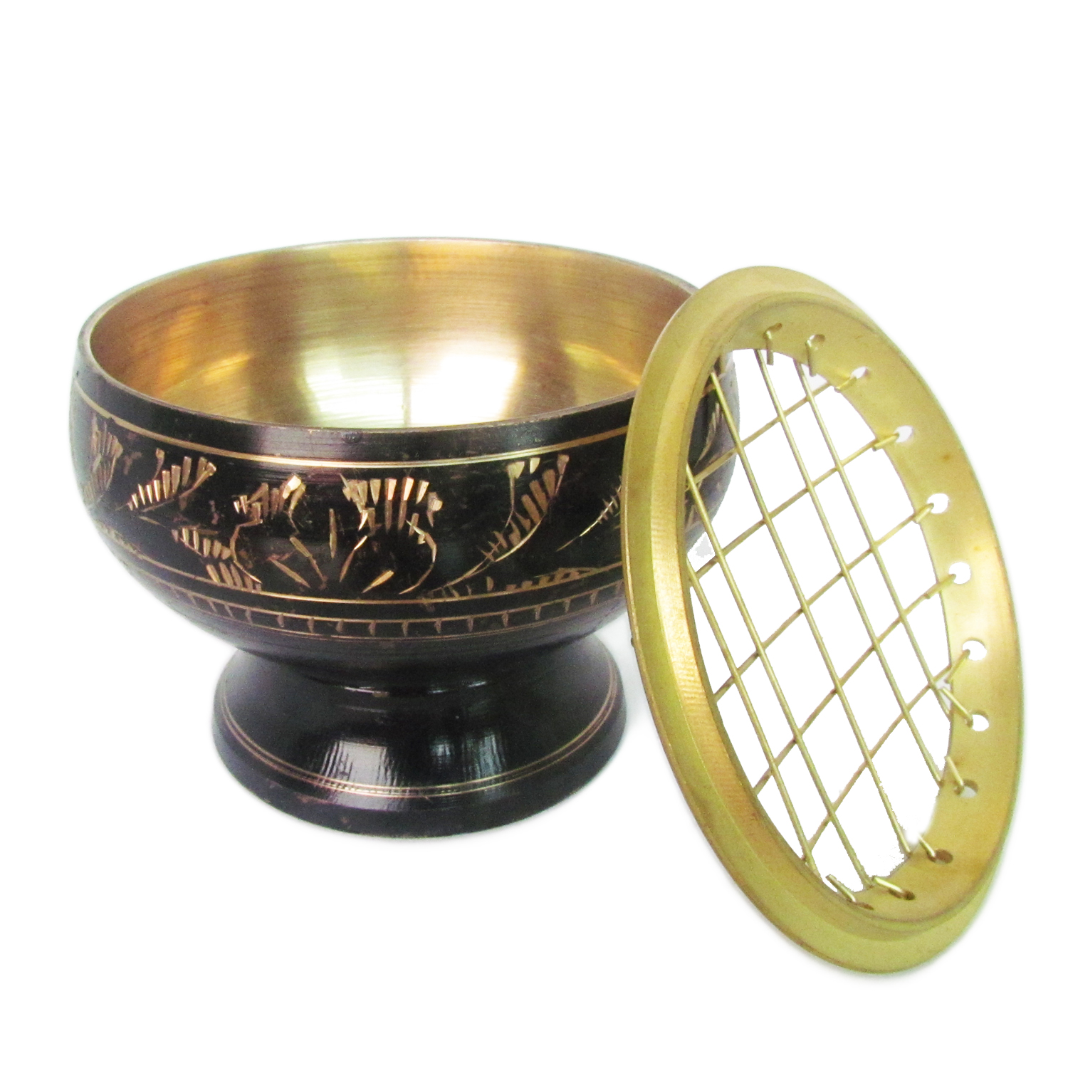 เตาเผาไม้หอม สีดำ ทอง กระถางธูป เครื่องหอมทุกชนิด ทำจากทองเหลืองแท้ + ถ่าน ถ่านเผา ถ่านไม้ ถ่านพิเศษ ชาโคล สำหรับจุดไฟเผา 1 กล่อง