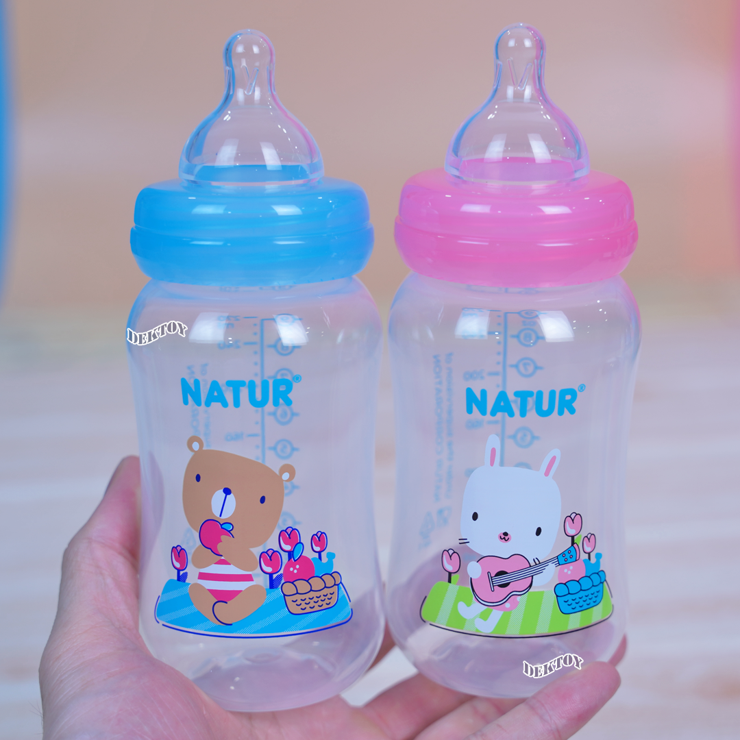 Natur smile เนเจอร์ ขวดนมเนเจอร์สไมล์คอกว้าง 9 ออนซ์ แพ็ค2ขวด 84222