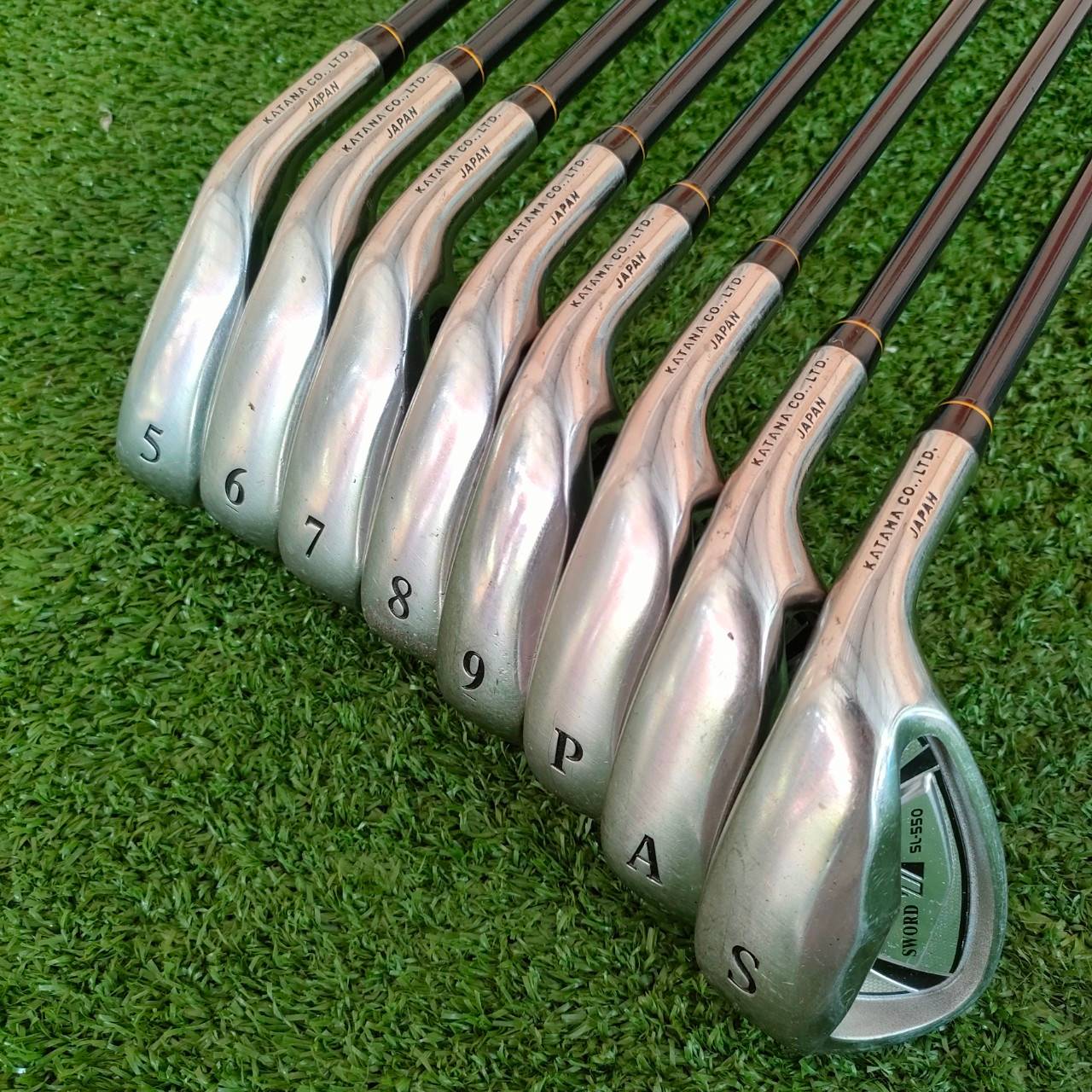 ชุดเหล็ก KATANA SWORD SL-550 มีเหล็ก 5-9 เเละ PW AW SW ก้าน SWORD BLUE LIGHT FLEX R เหล็กพรีเมี่ยมญี่ปุ่นที่ตีง่าย + ไกล ไม้กอล์ฟมือสอง ของแท้ BY NakaraLuxurious