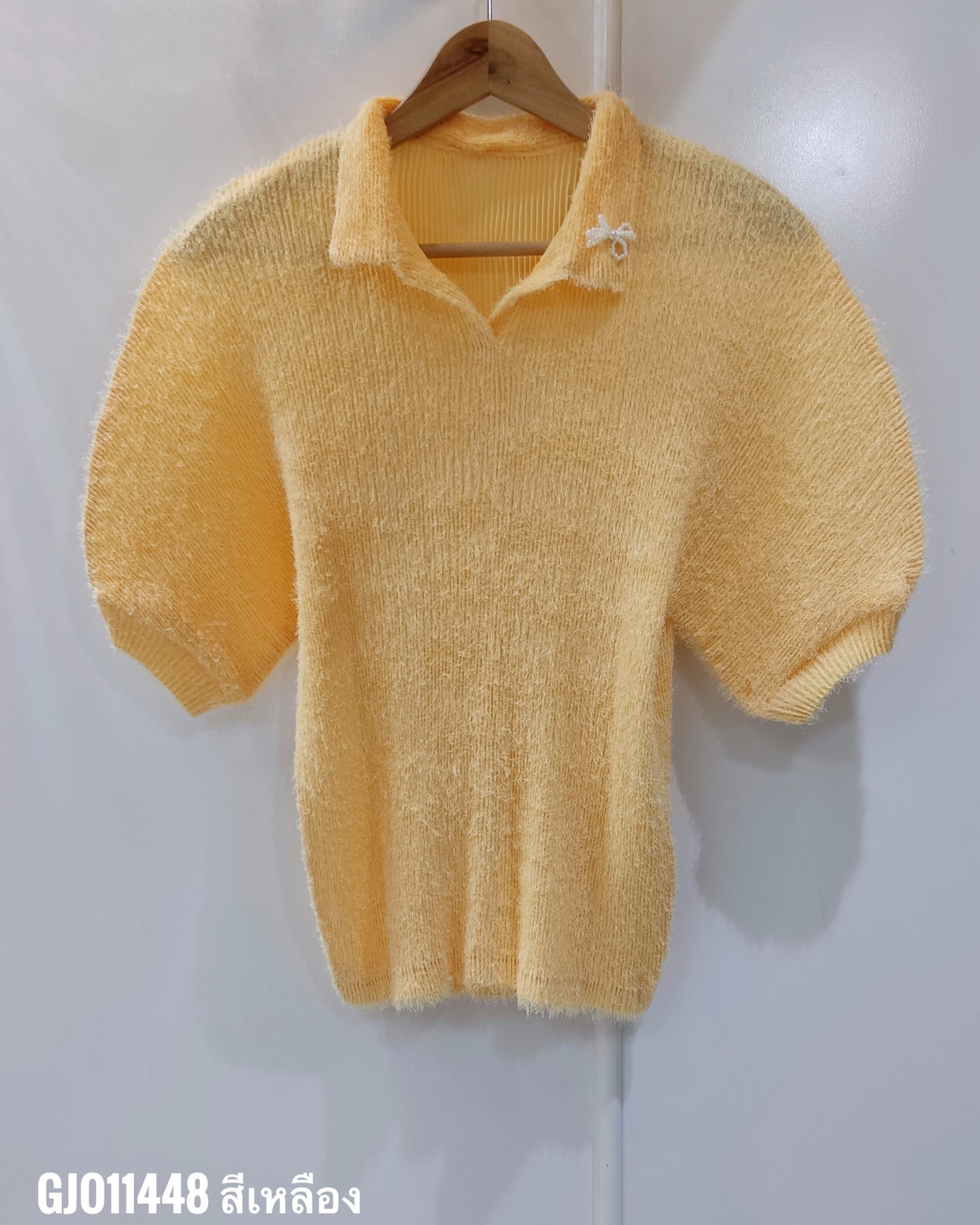 2MUAY รุ่น GJO11448 เสื้ออัดพลีท FUFFY POLO PLEATED TOP 4 สี FREE SIZE