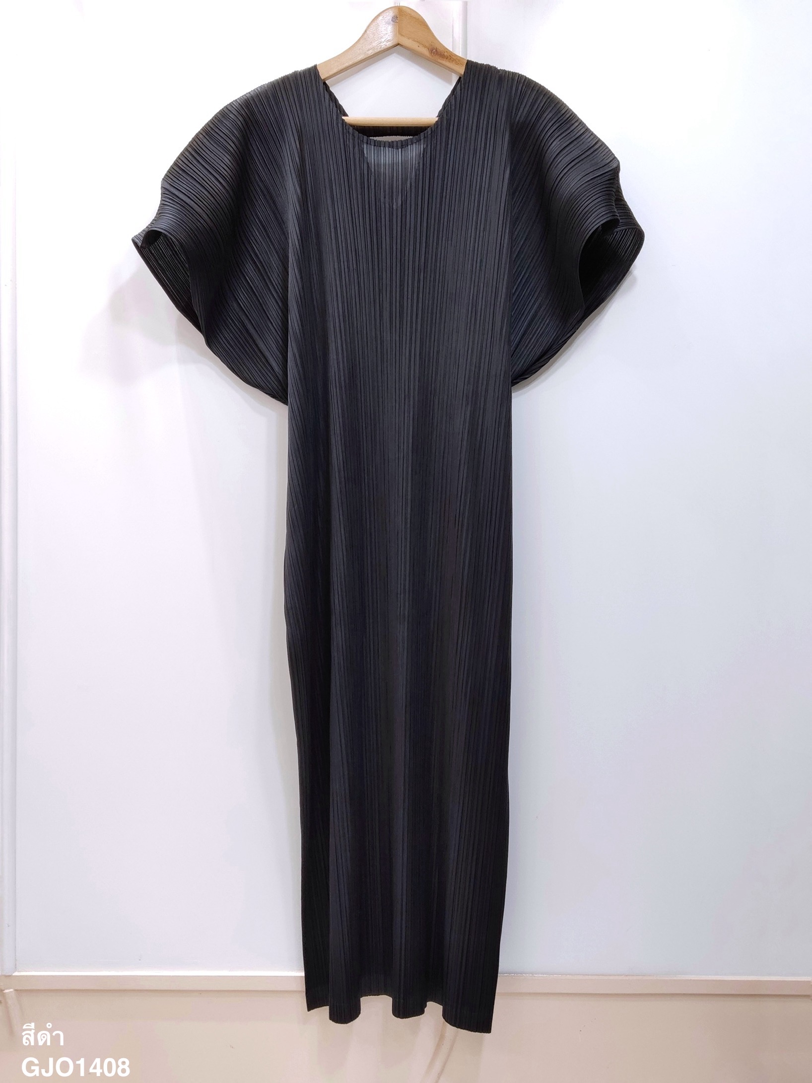 2MUAY รุ่น GJO1408 เดรสพลีทคุณภาพ SHORT SLEEVE V NECK PLEATED DRESS 10 สี FREE SIZE