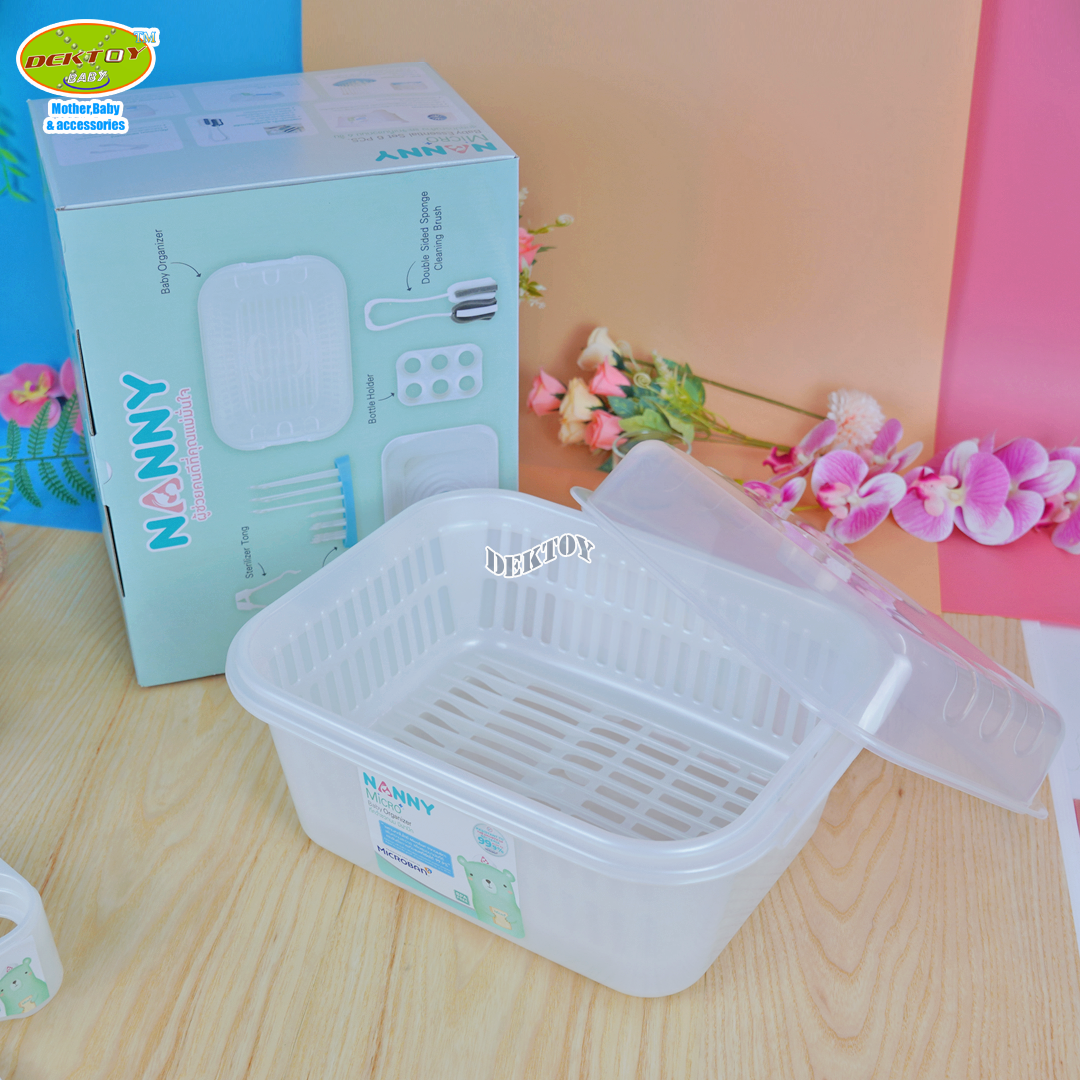 NANNY แนนนี่+Microban ชุดอุปกรณ์ล้างขวดนมและจัดเก็บขวดนม6ชิ้น S6-N216
