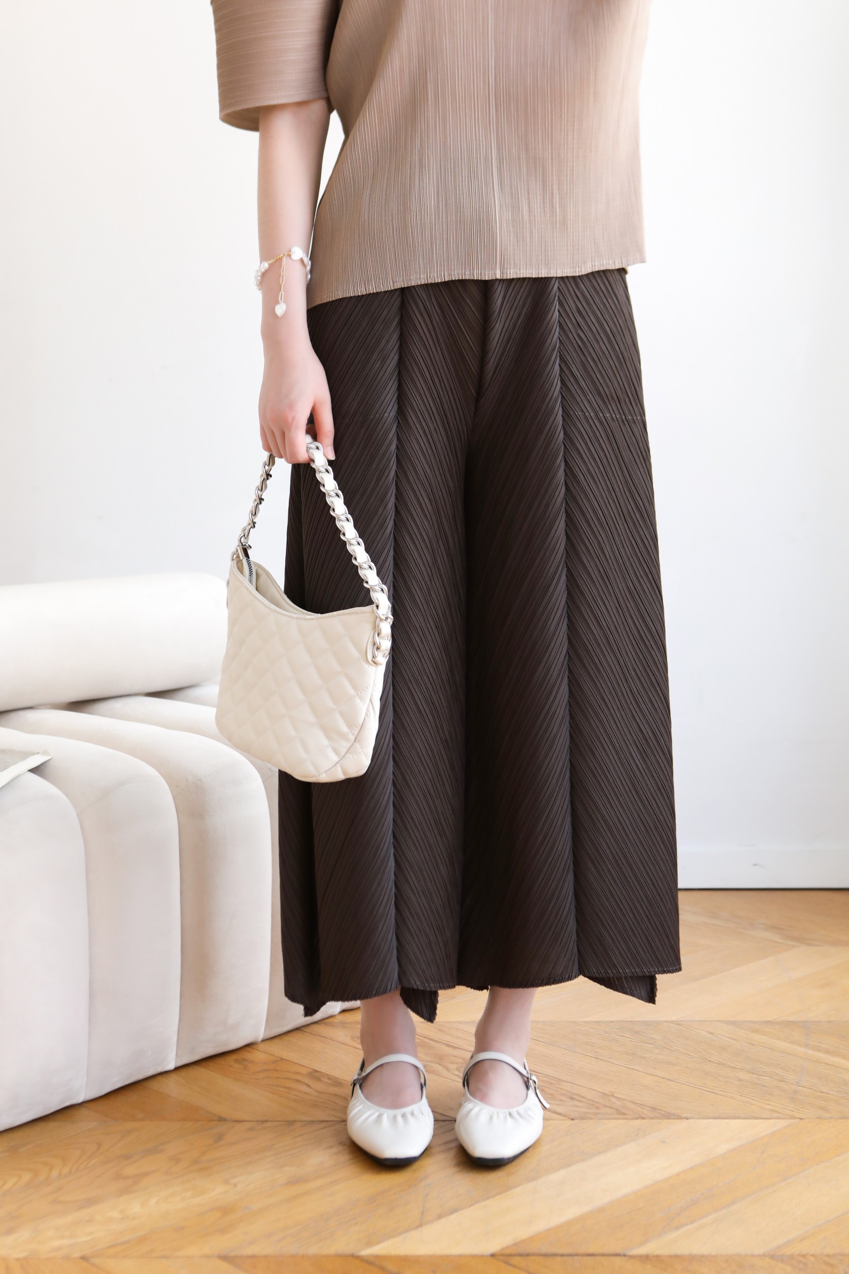 ปรับราคาลง20%!! ยาว 35 นิ้ว! 2MUAY รุ่น GJO1056 กางเกงพลีทคุณภาพ FLARE PLEATED PANTS 10 สี FREE SIZE