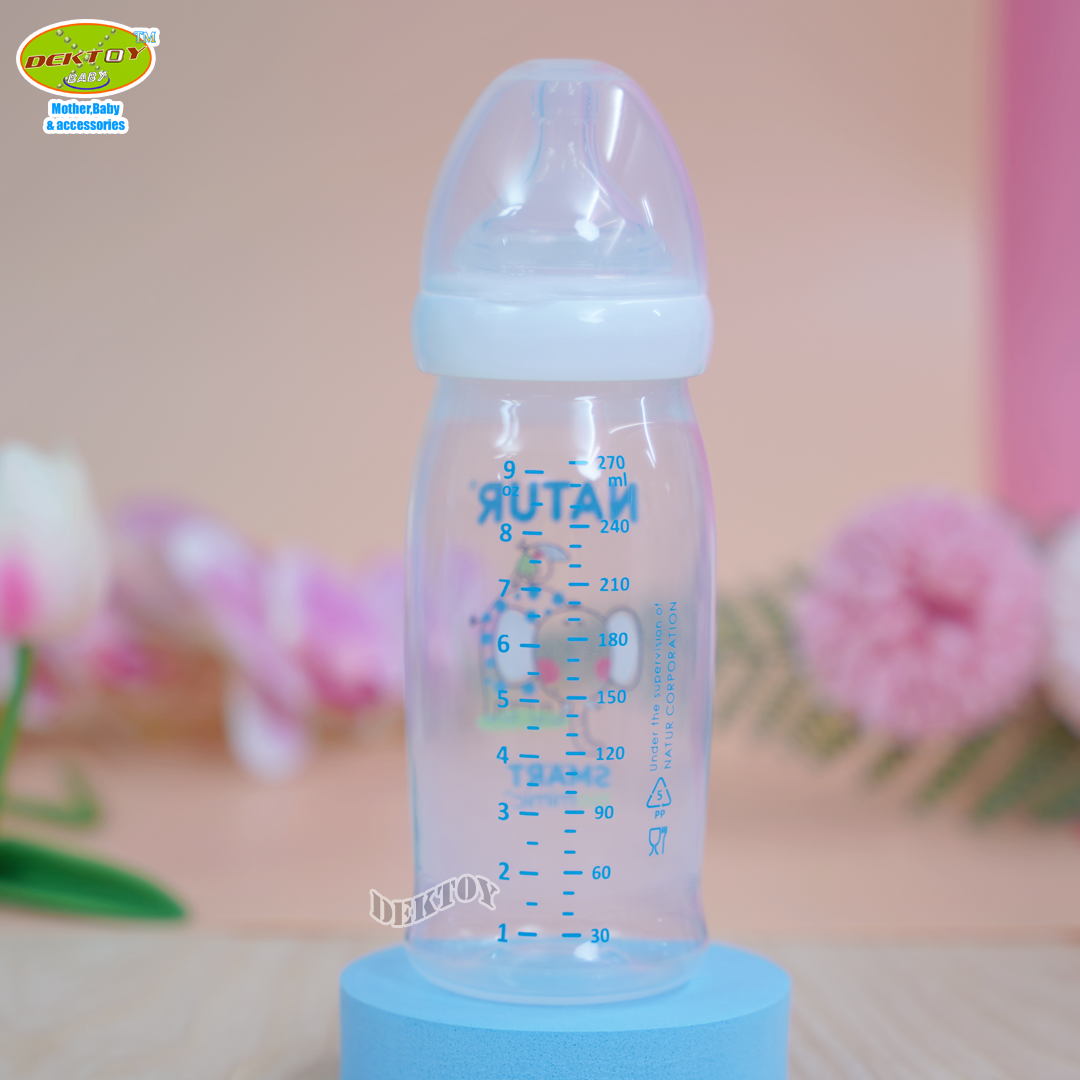 Natur เนเจอร์ ขวดนมเนเจอร์สมาร์ทไบโอมิมิค PP 9 ออนซ์ ม้าลายกับช้างน้อย 80282