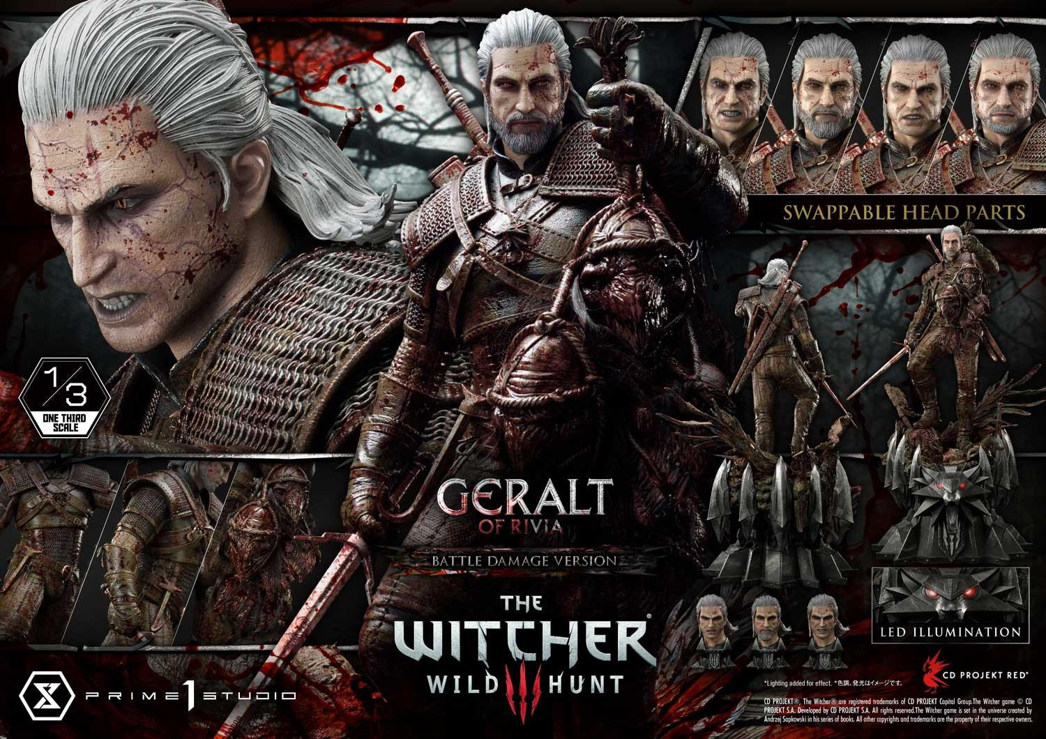[สั่งจอง]Prime 1 Studio MMW3-01BD 1/3 : Geralt of Rivia Battle Damage Version (The Witcher 3)