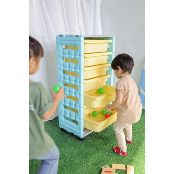 ชุดตู้วางของ 7 ชั้น พร้อมถาดในชุด (แบบเคลื่อนที่),ถาดเก็บอุปกรณ์,ชั้นวางของพลาสติก เฟอร์นิเจอร์เด็ก, พร้อมส่ง