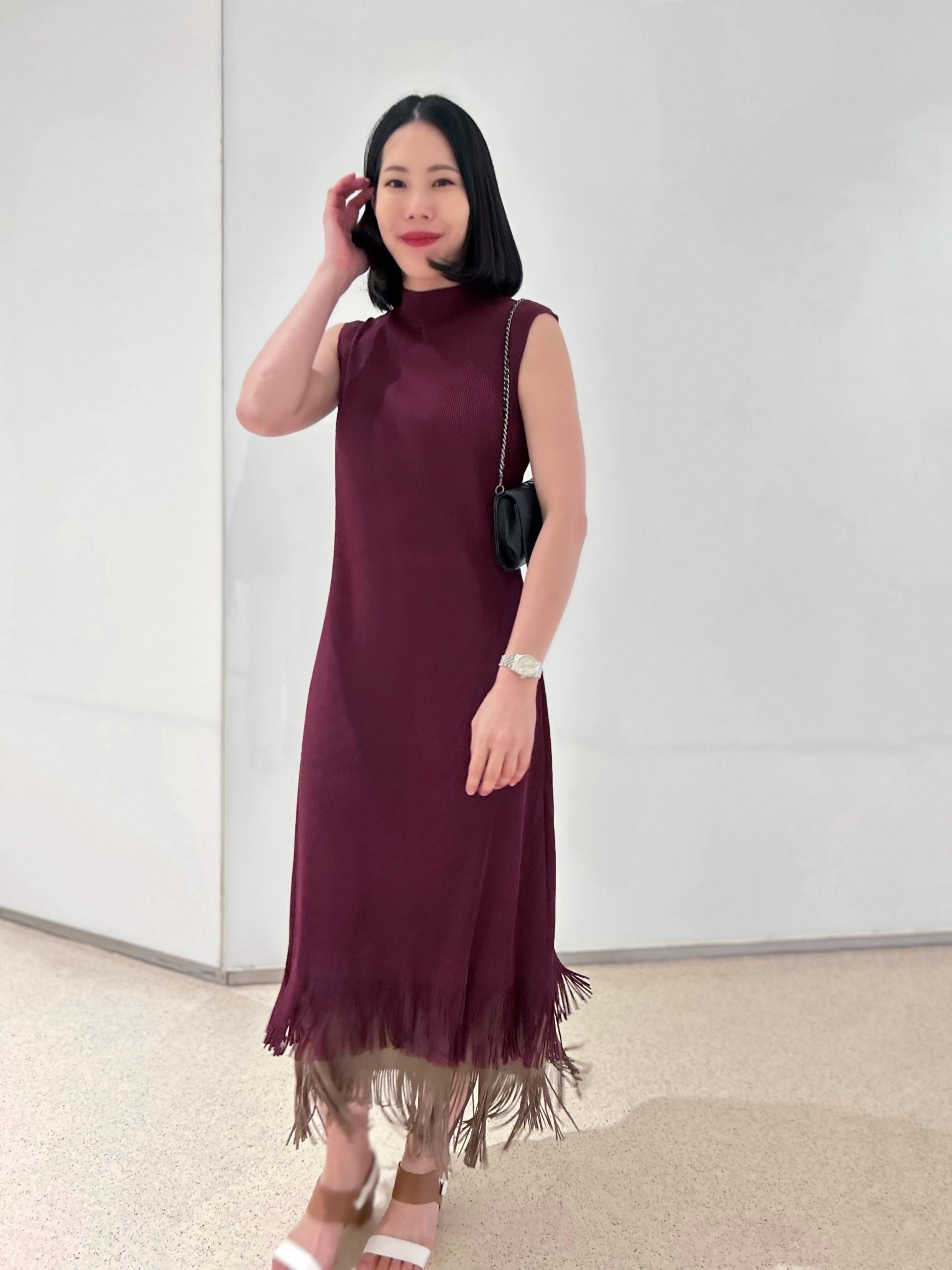 2MUAY รุ่น GJO11168 เดรสพลีทคุณภาพ SLEEVELESS LAYER FRINGE PLEATED DRESS 5 สี FREE SIZE