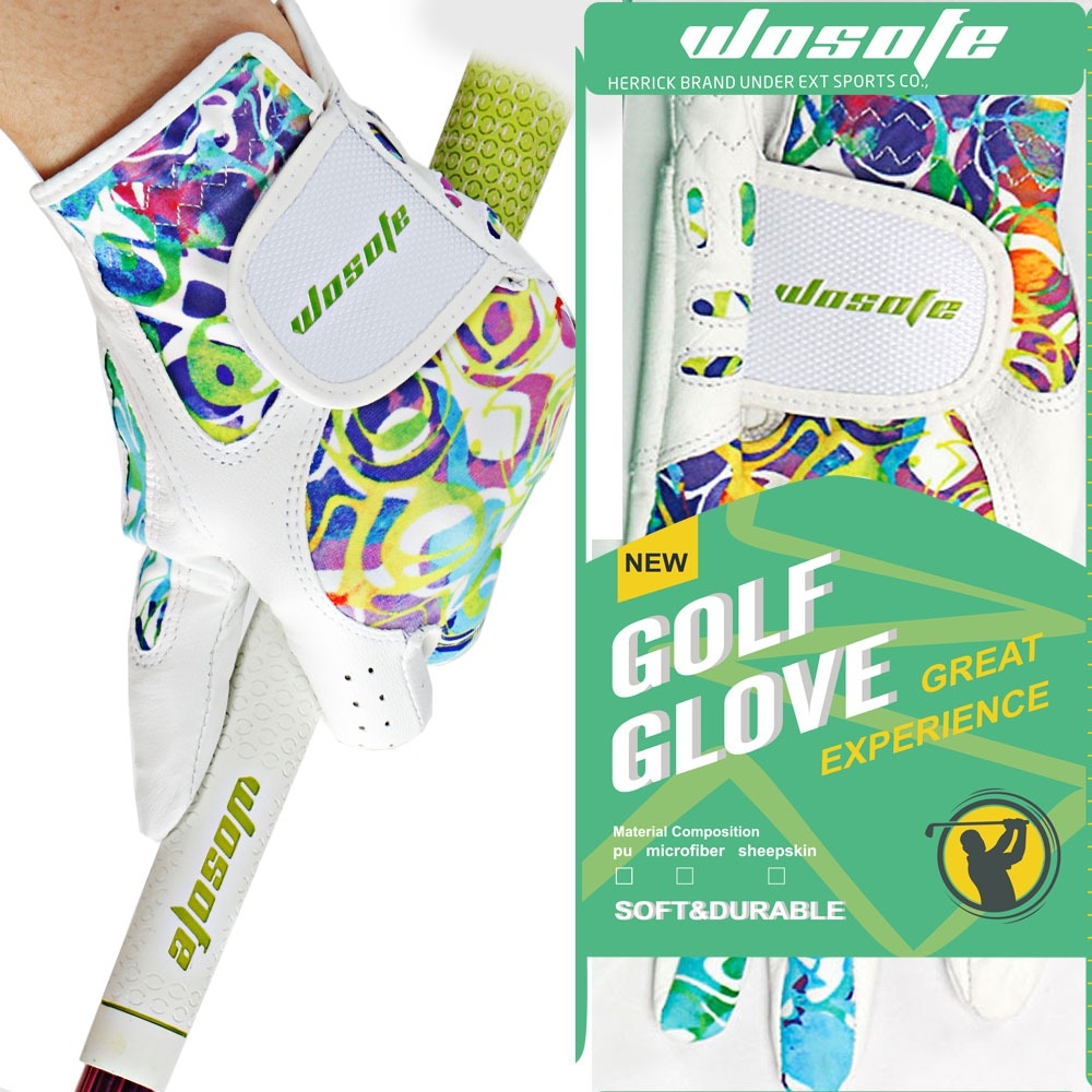 WOSOFE Women Golf Gloves Sheepskin Non Slip Model DT2L ถุงมือกอล์ฟผู้หญิง หนังแกะสุดนุ่ม ระบายอากาศได้ดี ไม่อับชื้น ไม่ลื่น หนึบมือมาก (1pair)