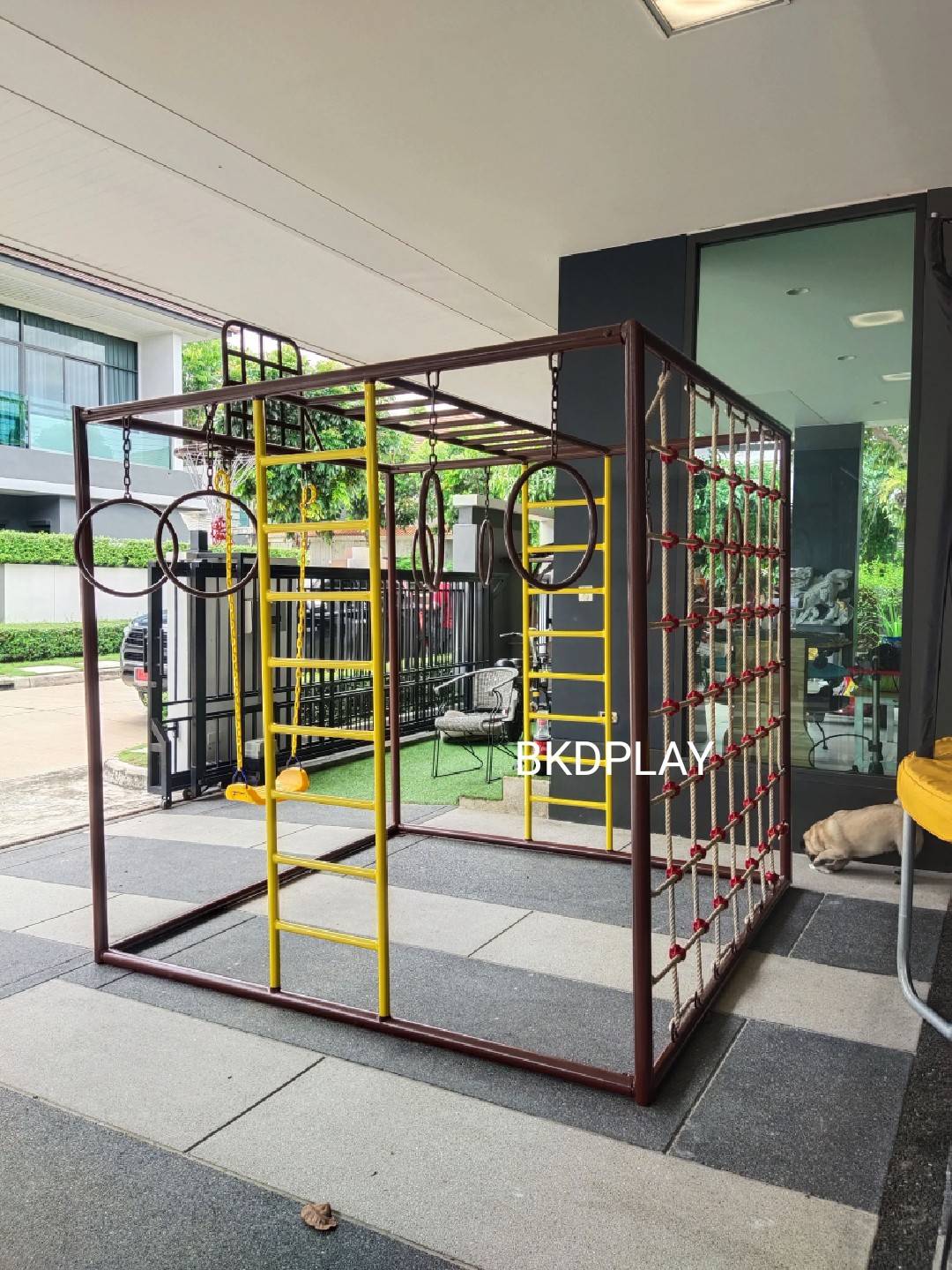 ลูกเต๋าปีนป่าย ชุดรวมปีนป่ายสี่เหลี่ยมA2 ปีนป่ายเชือก พร้อมบาร์โหน บาร์ไต่ ชิงช้า เครื่องเล่นสนามเหล็ก เครื่องเล่นสนามกลางแจ้ง OutdoorPlayground