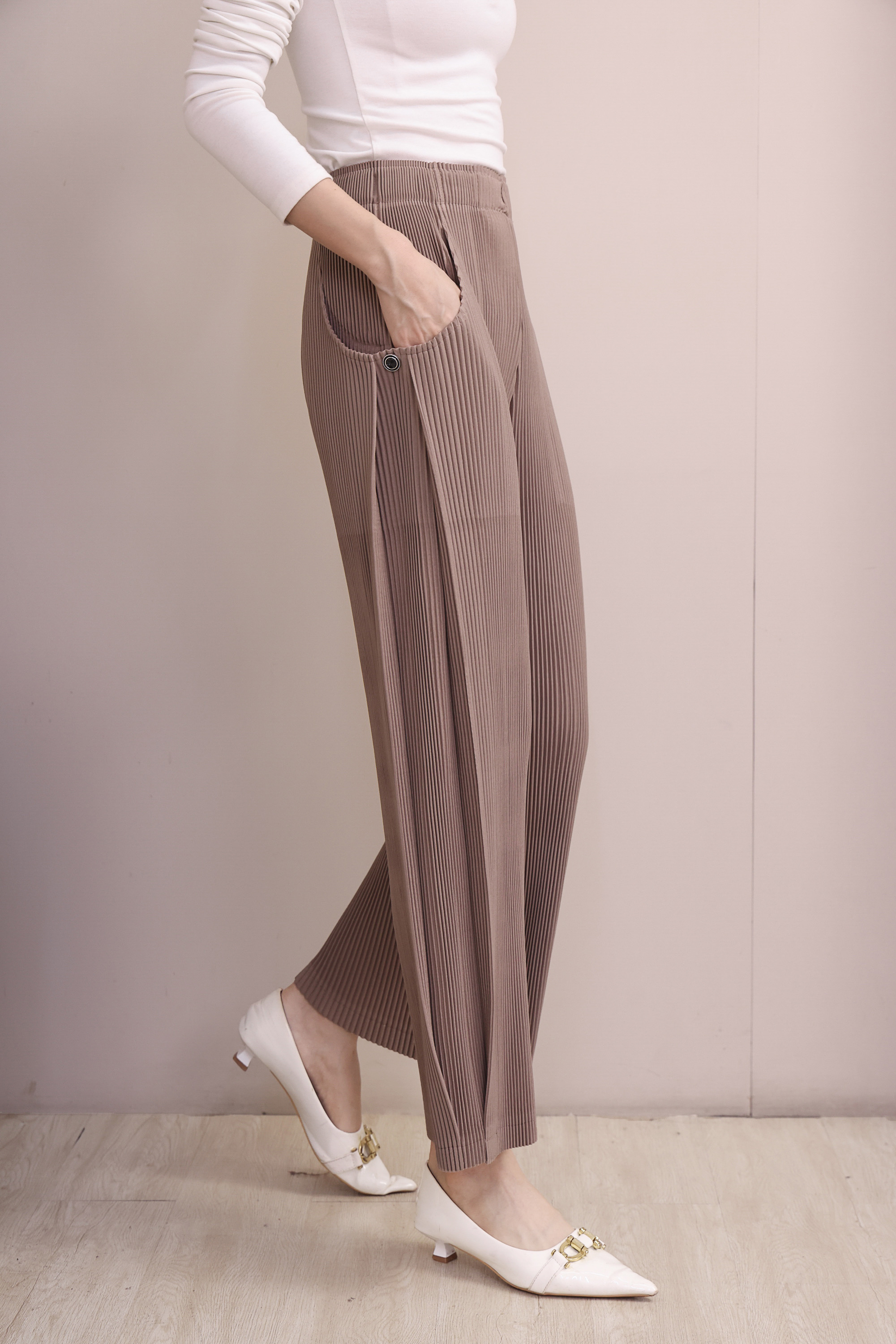 ยาว 36.5 นิ้ว!! 2MUAY รุ่น CX0435 กางเกงพลีทคุณภาพ THICK STRAIGHT TWIST PLEATED PANTS 5 สี FREE SIZE