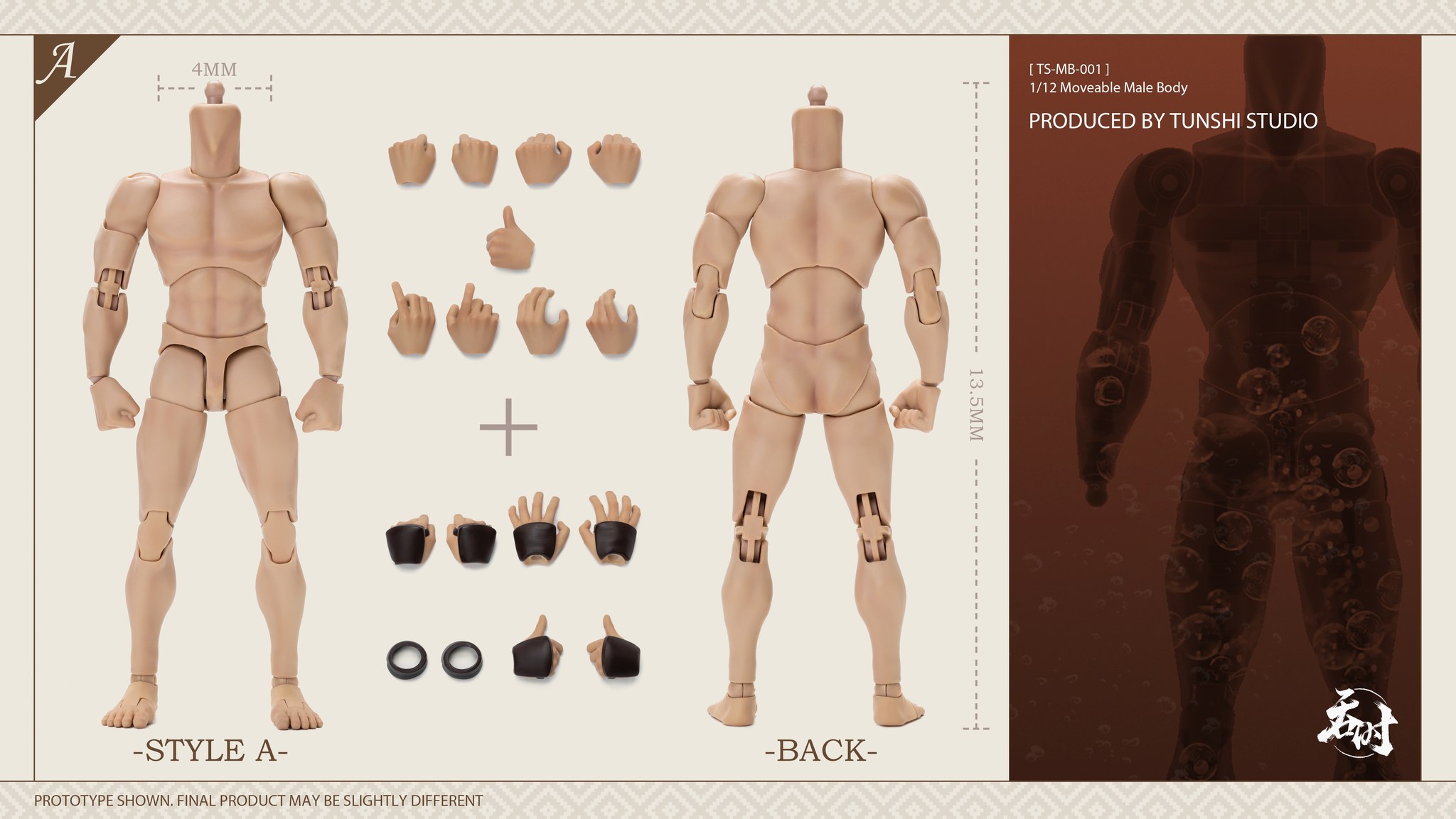 [สั่งจอง]Tunshi Studio 1/12 : Male Body A Ver.