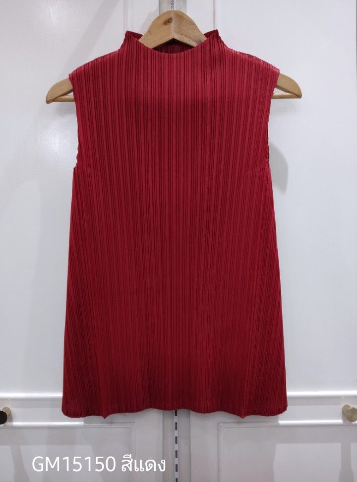อกถึง48 2MUAY BASIC GM15150 เสื้ออัดพลีท SLEEVELESS HIGH NECK PLEATED TOP 17 สี FREE SIZE