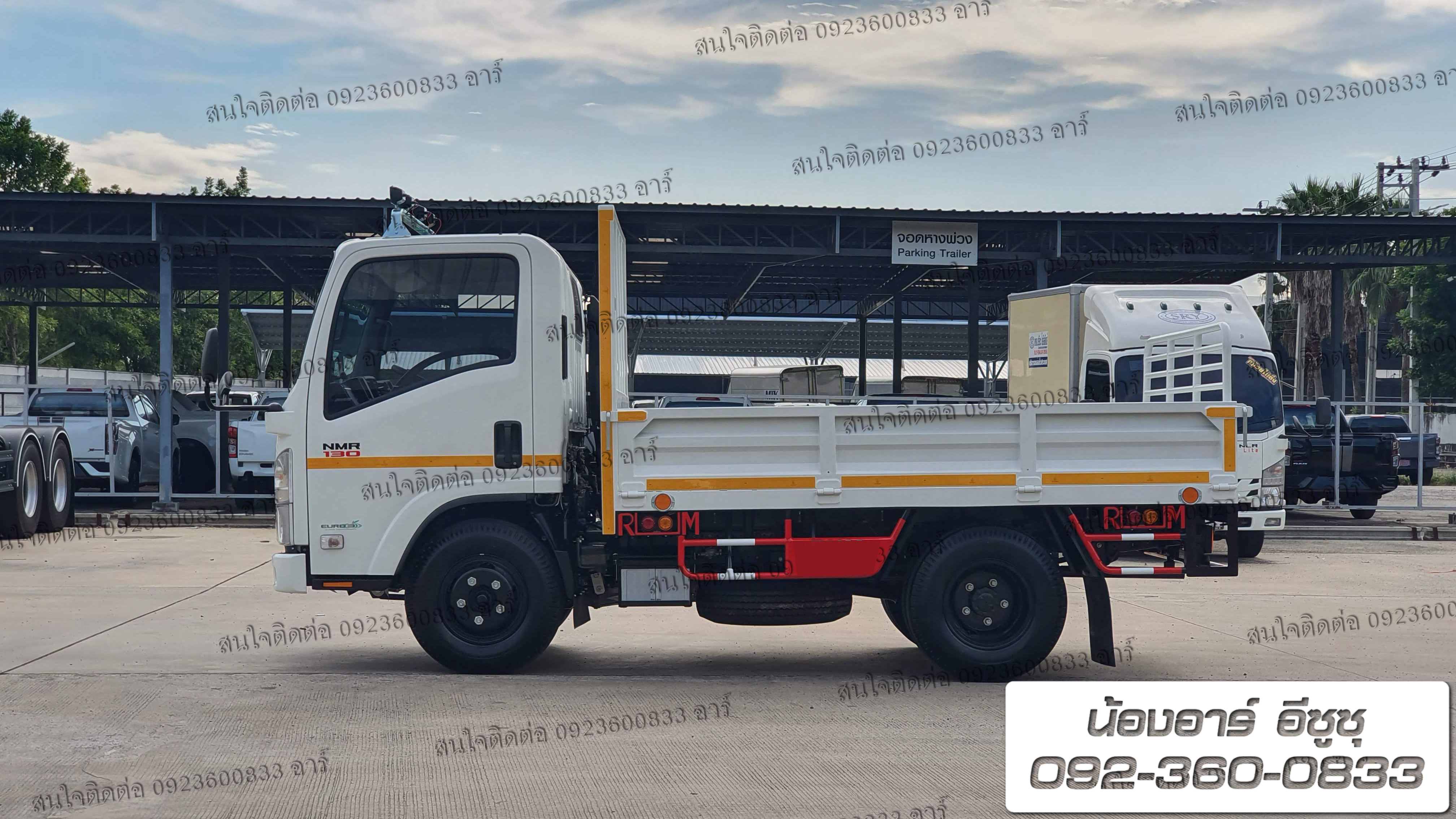 6 ล้อ ISUZU NMR130 แรงม้า กระบะเปิด 3 ด้าน (เพิ่มรั้วฝาท้าย)