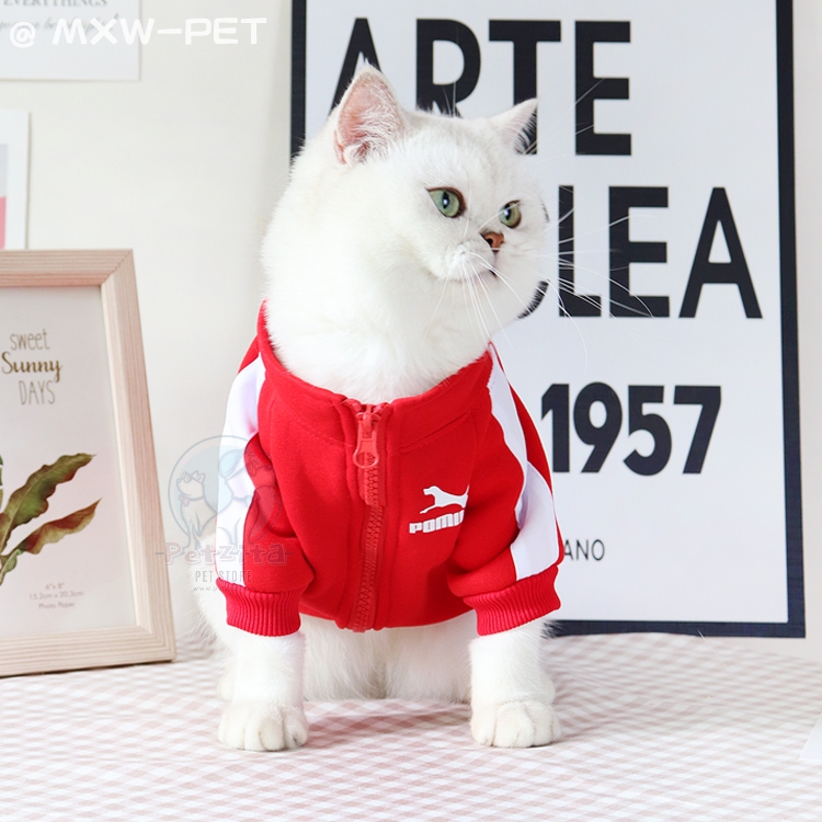 🇹🇭พร้อมส่ง🇹🇭 🔴⚫ 🐶🐱 เสื้อวอร์ม แนวสปอร์ต สุดเท่ห์ *มีไซส์ใหญ่ หมาอ้วน งานแบรนด์ ผ้านิ่ม for pet สุนัข หมา แมว