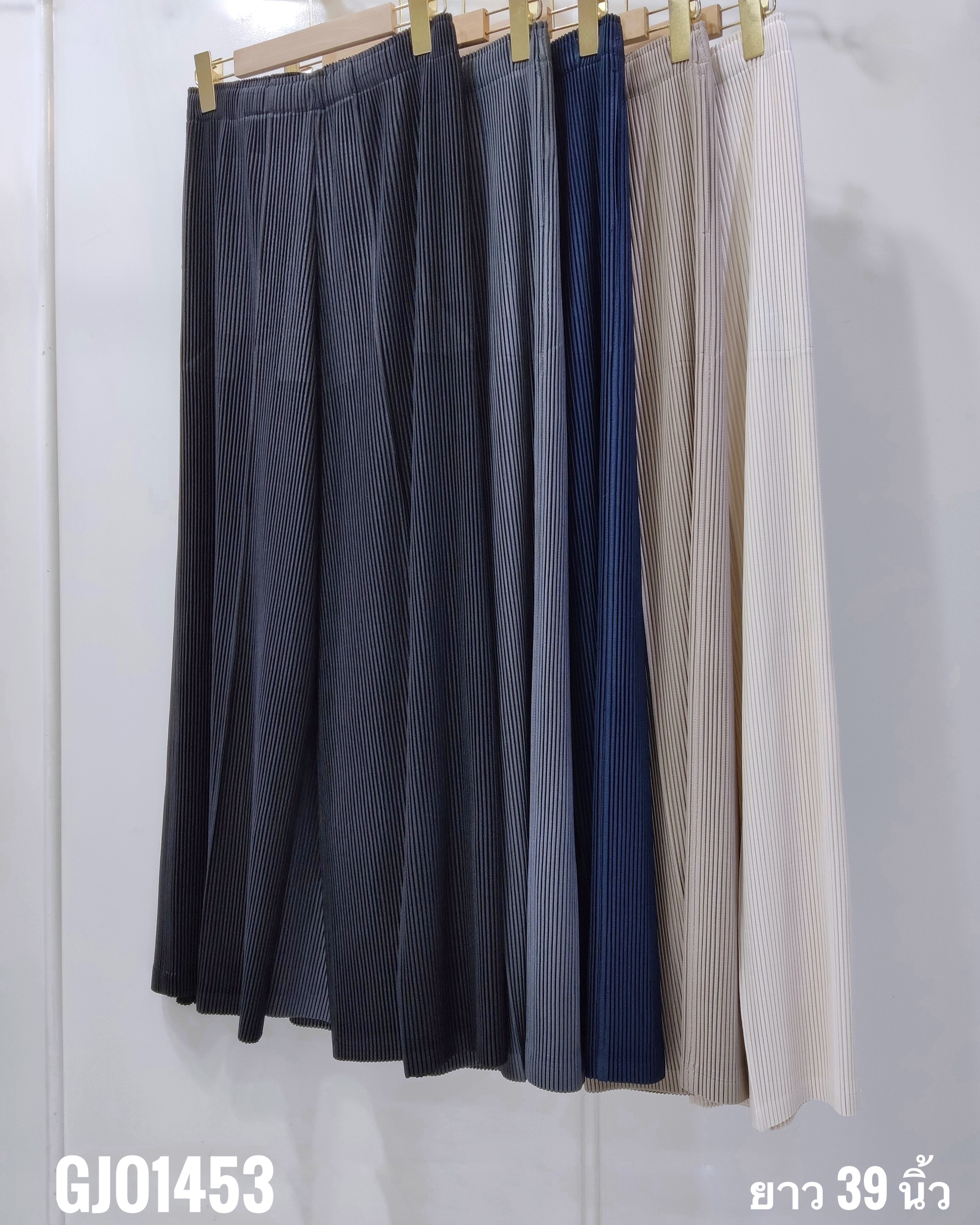 ยาว 39นิ้ว 2MUAY รุ่น GJO1453 กางเกงพลีทคุณภาพ THICK STRAIGHT LEG PLEATED PANTS 5สี FREE SIZE