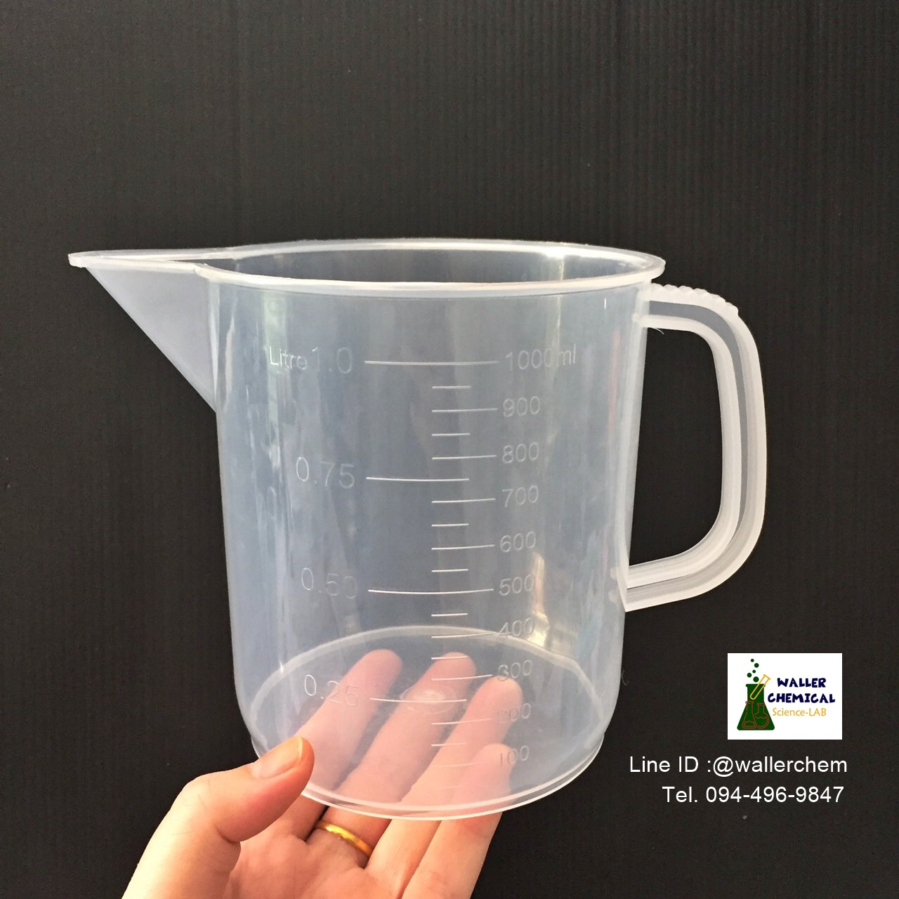 บีกเกอร์พลาสติก มีหูจับ 1,000ml Beaker plastic (PP)