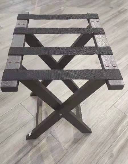 แร็ควางกระเป๋าเดินทาง ไม้เทียม สีน้ำตาลเข้ม (Wooden luggage rack)