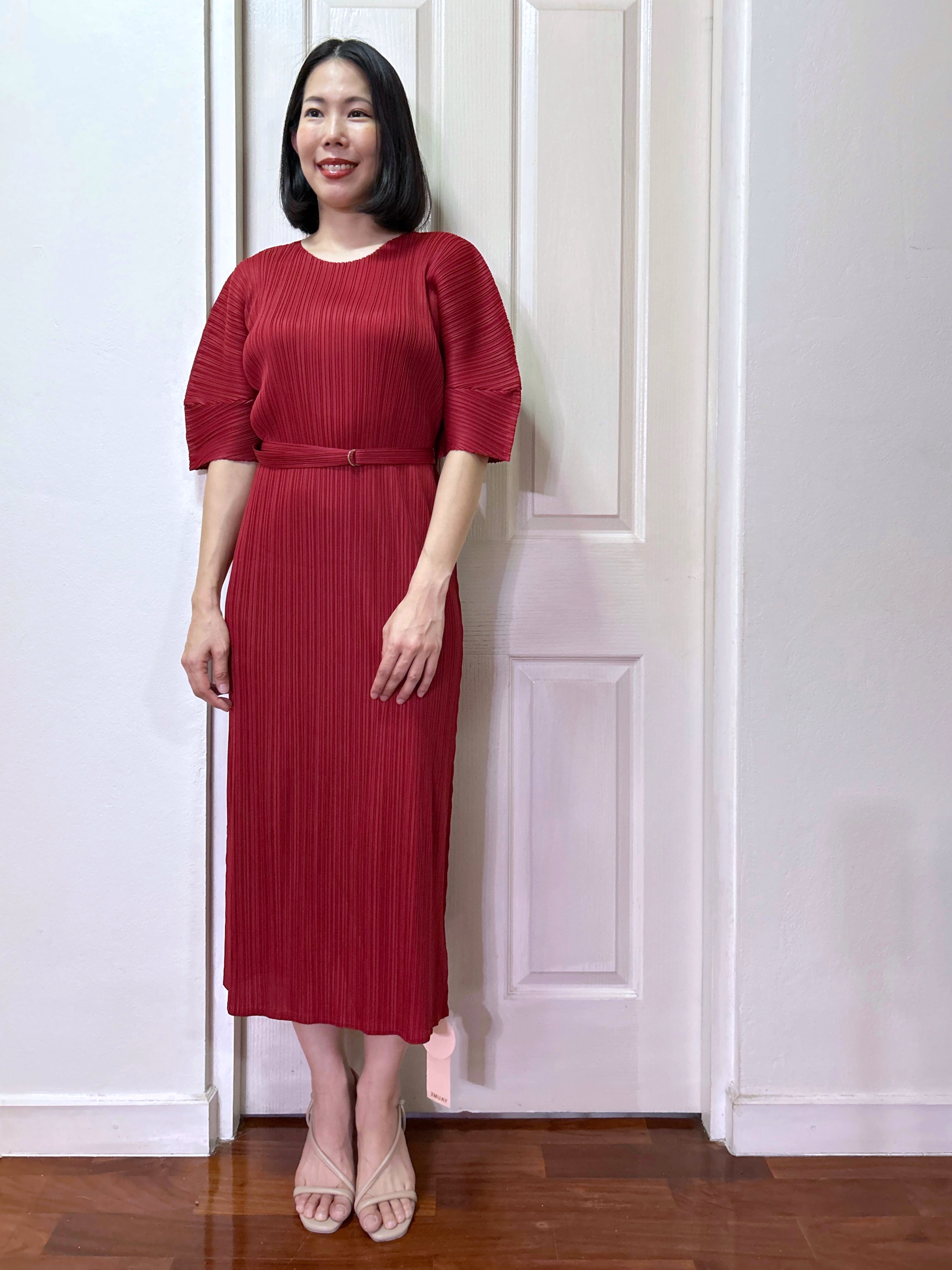 2MUAY รุ่น GJO5027-9 เดรสพลีทคุณภาพ SHORT SLEEVE PLEATED DRESS 3 สี FREE SIZE