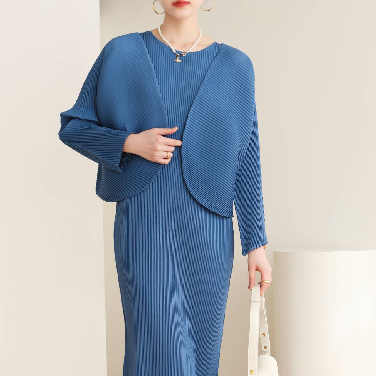 2MUAY รุ่น GJO3095 เสื้อคลุมผู้หญิง เสื้อคลุมพลีทคุณภาพ 6สี FREE SIZE LONG SLEEVE OPEN FRONT THICK PLEAT CARDIGAN