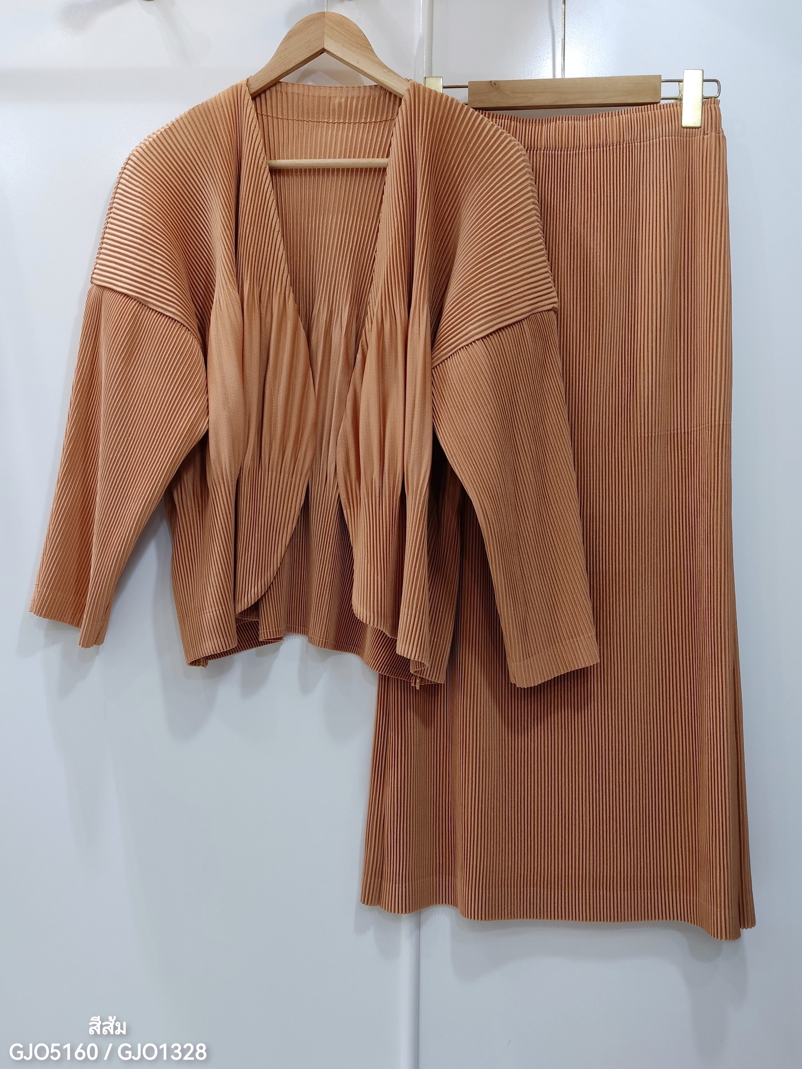 เซ็ต 2ชิ้น! 2MUAY รุ่น GJO5160 / GJO1328 เซ็ตพลีท THICK OPEN FRONT CARDIGAN WITH SKIRT PLEATED SET 12 สี FREE SIZE