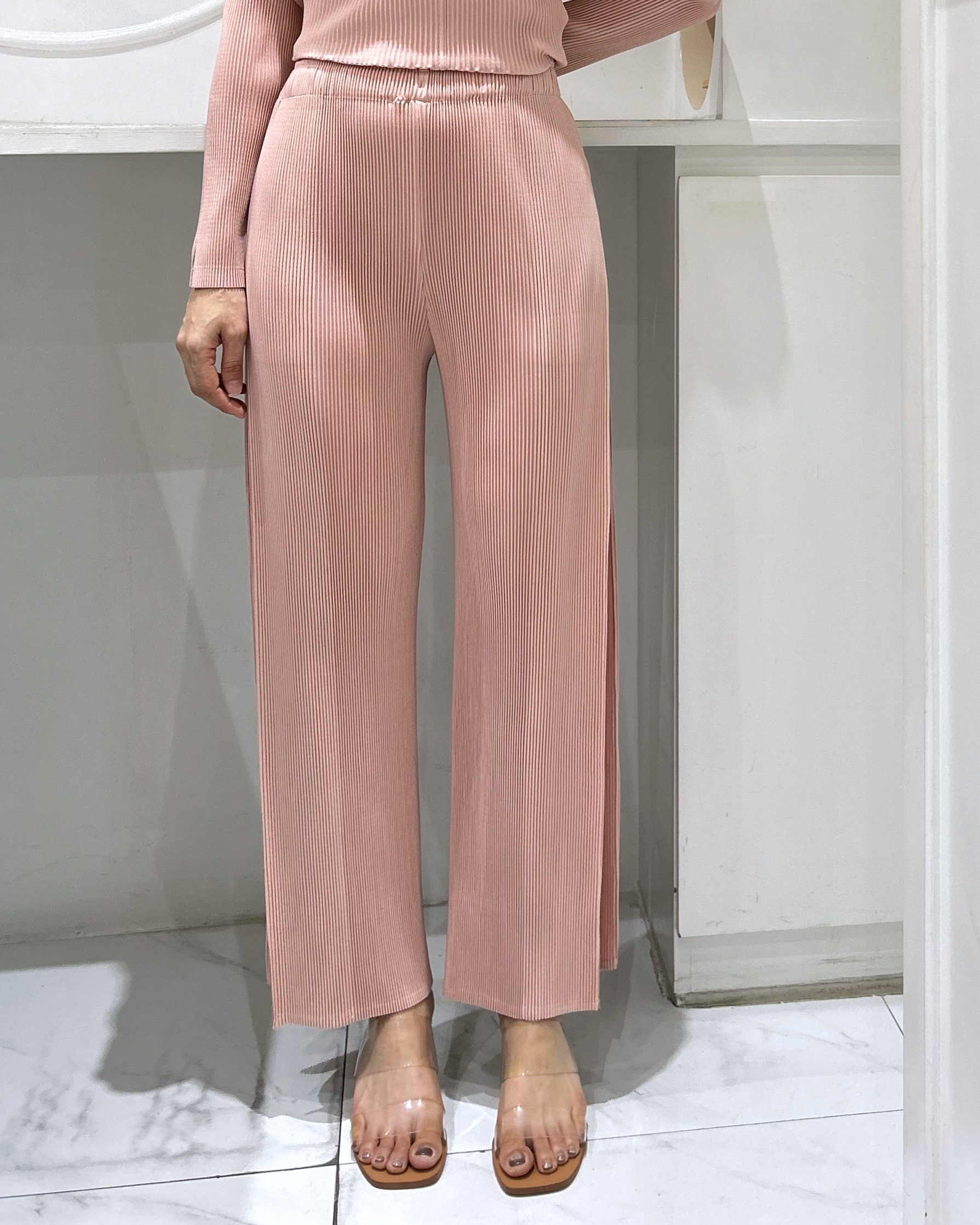 ยาว 37.5 นิ้ว 2MUAY รุ่น GJO1015 กางเกงอัดพลีท THICK DOUBLE LAYER STRAIGHT PLEAT PANTS 10 สี FREE SIZE