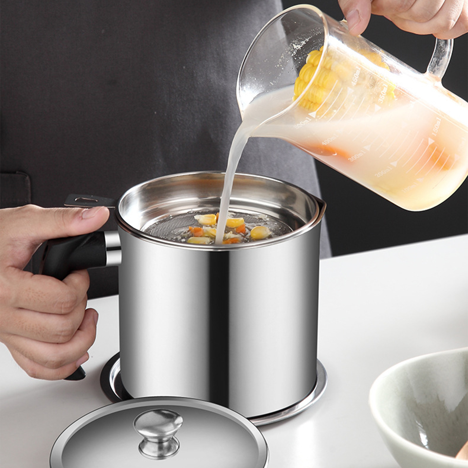 🔥Sale ลดราคา🔥 หม้อเก็บน้ำมัน สแตนเลส304 มีกรองในตัว ถาดรองน้ำมัน เกรดคุณภาพ ทนความร้อนสูง ไม่มีสารตกค้าง