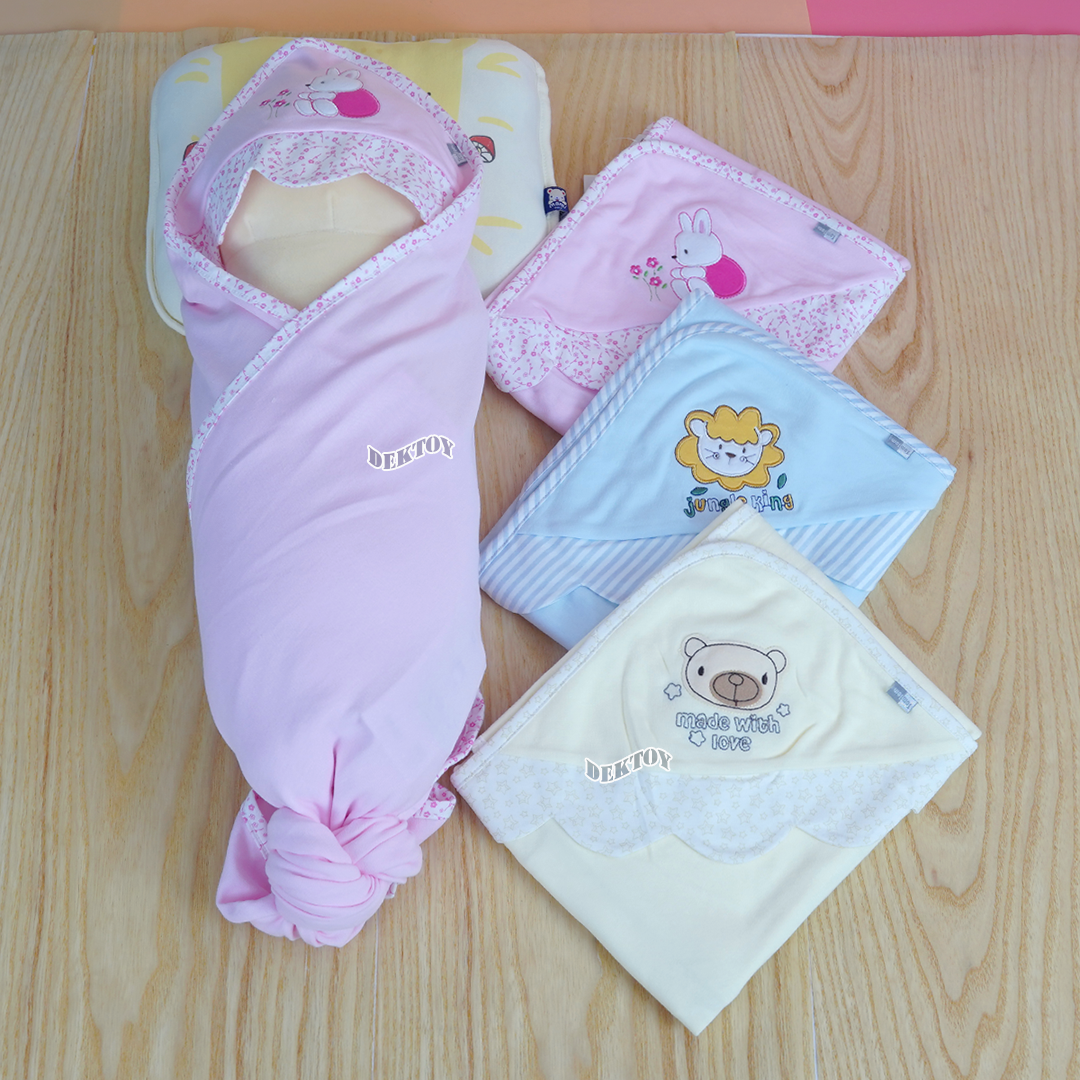 Tomtomjoyful ผ้าห่อตัวเด็กทารก แบบสำเร็จรูป ผ้านิ่ม ลื่น นุ่มสบาย Cotton 100% ไซส์ 70x70 ซม.