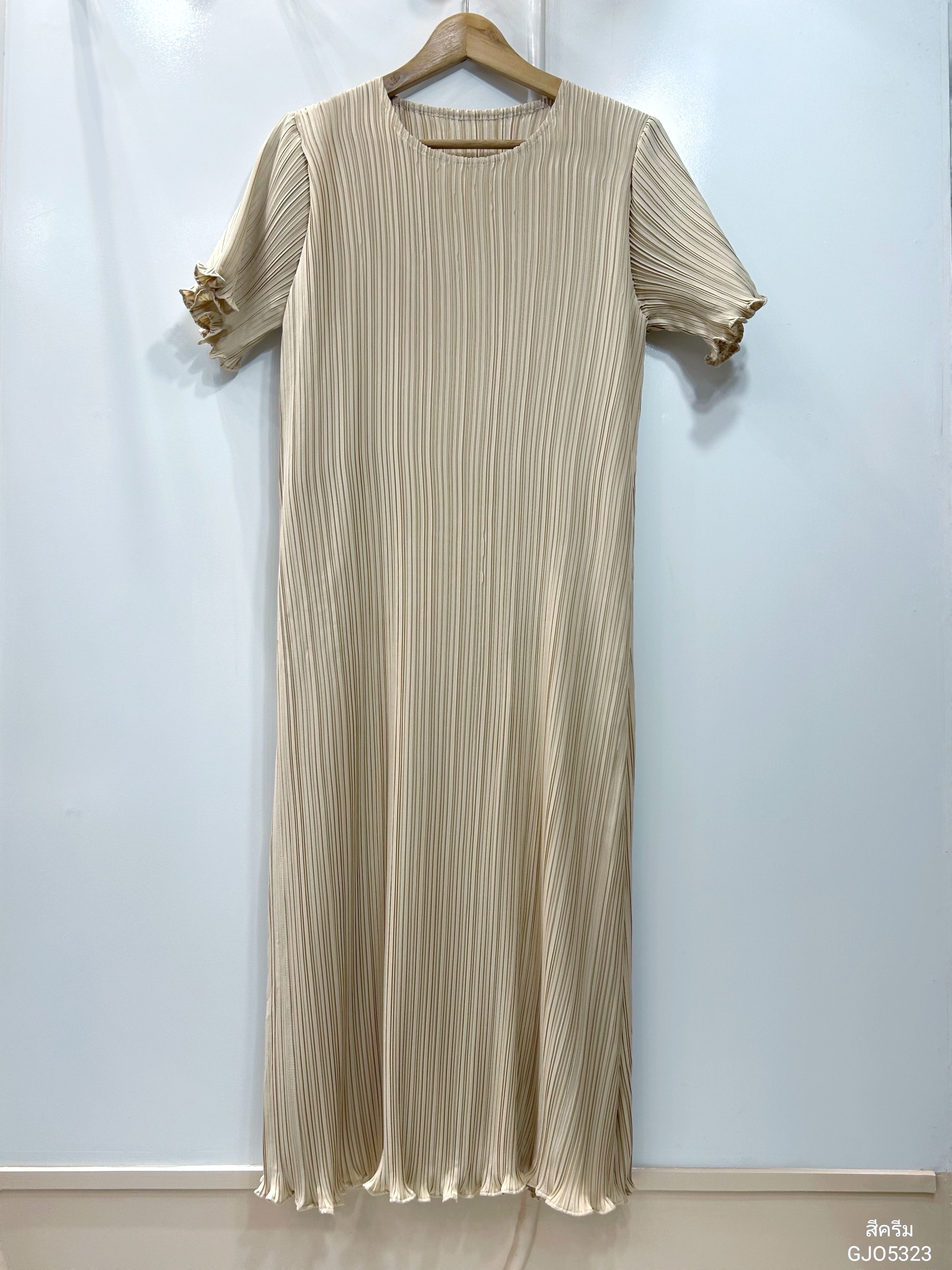ปรับราคาลง20%!! 2MUAY รุ่น GJO5323 เดรสพลีทคุณภาพ GLAM SHORT SLEEVE PLEATED DRESS 7 สี FREE SIZE
