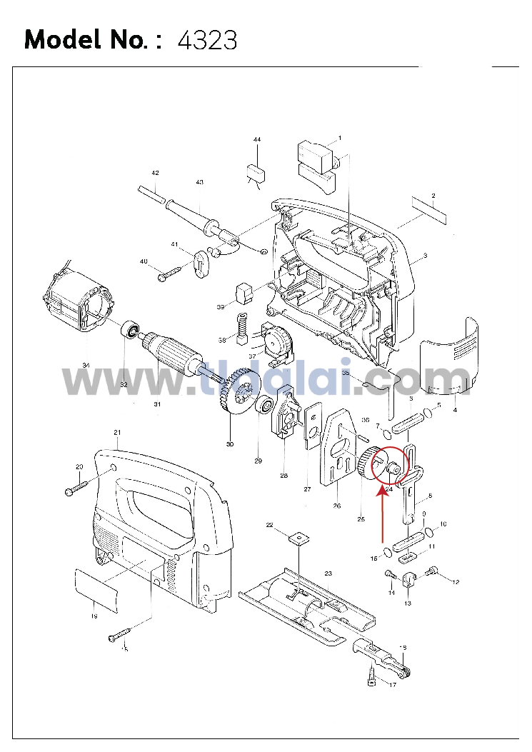 บูชสวมเฟือง (แท้) เลื่อยจิ๊กซอว์ Makita มากีต้า รุ่น 4323, 4324, 4327, 4329 - Maktec มาคเทค รุ่น MT431 (257683-9) (อะไหล่แท้100%)