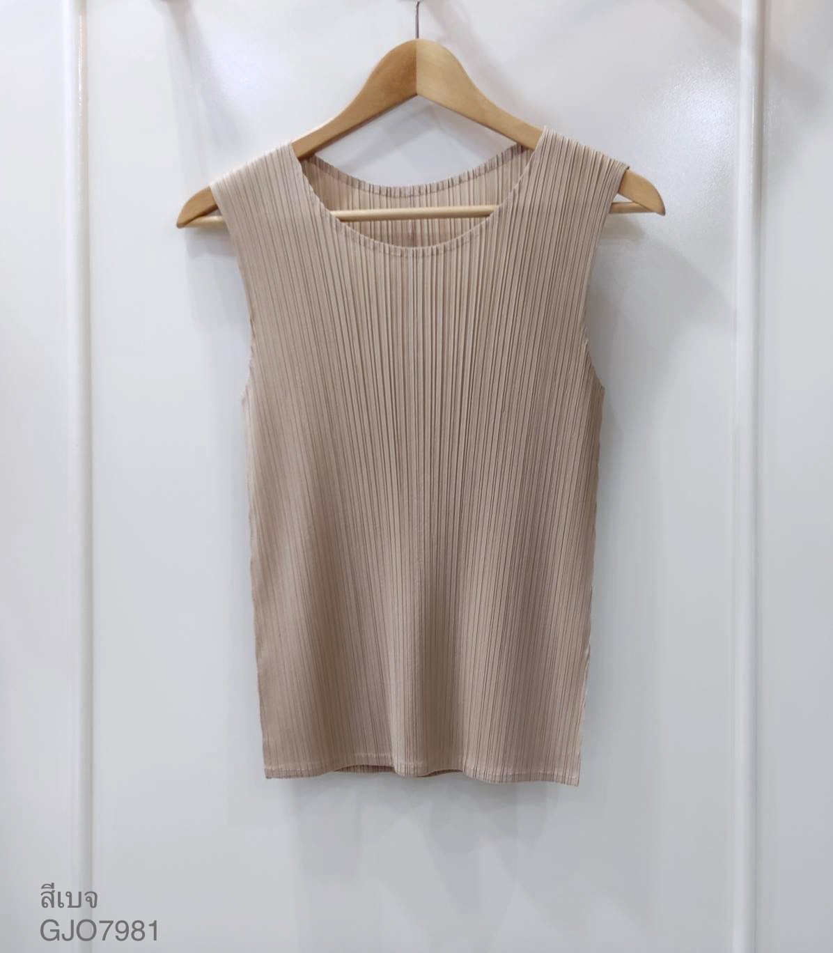 2MUAY BASIC รุ่น GJO7981 เสื้ออัดพลีทงานคุณภาพ BASIC ROUND NECK PLEATED TOP 20สี FREE SIZE