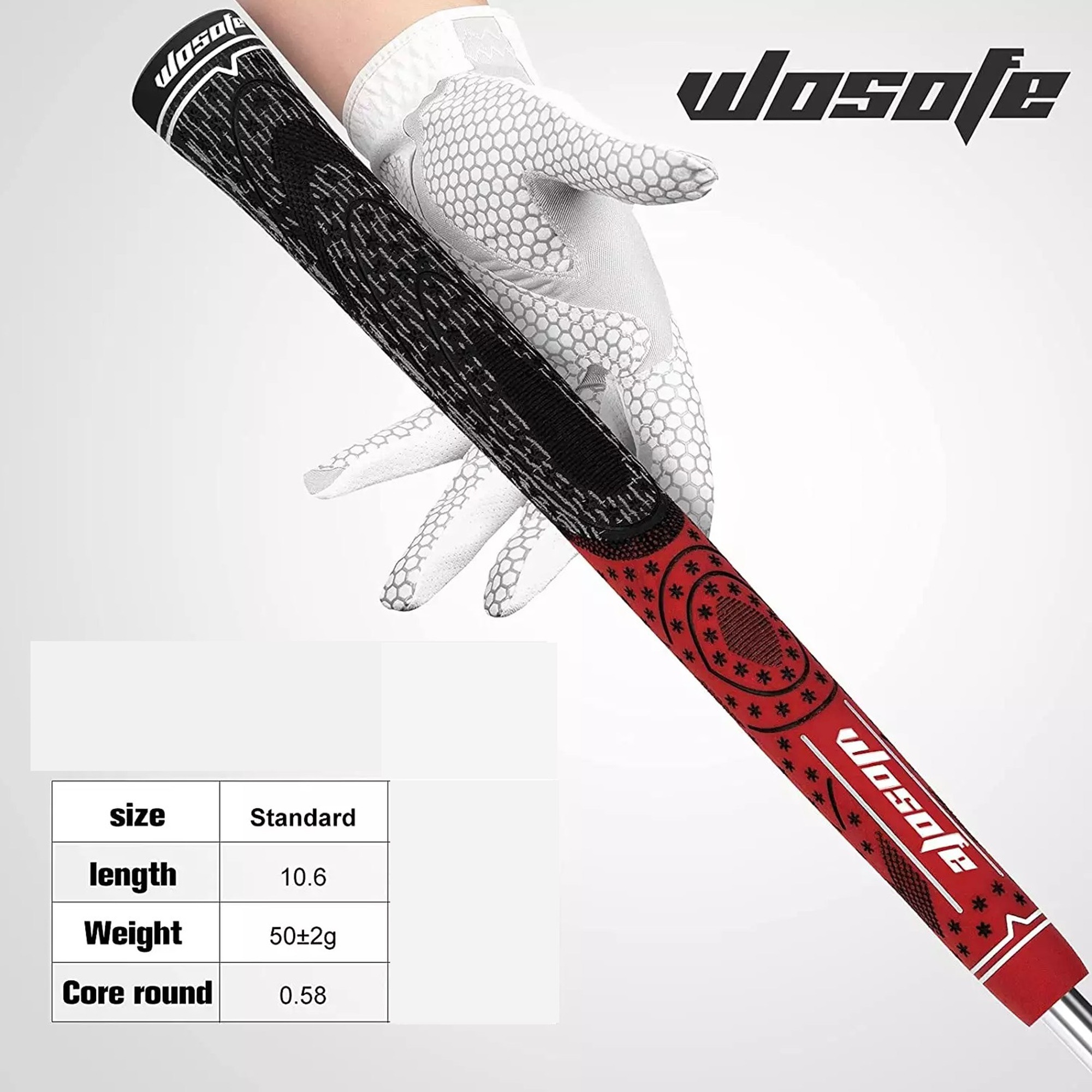 WOSOFE half cord grip TG-2 กริพกึ่งผ้าใบ กันความชื้นได้ดี นิ่ม หนึบ กันลื่น น้ำหนักเบา 45 กรัม ยาว 10.6 นิ้ว (1 pcs)