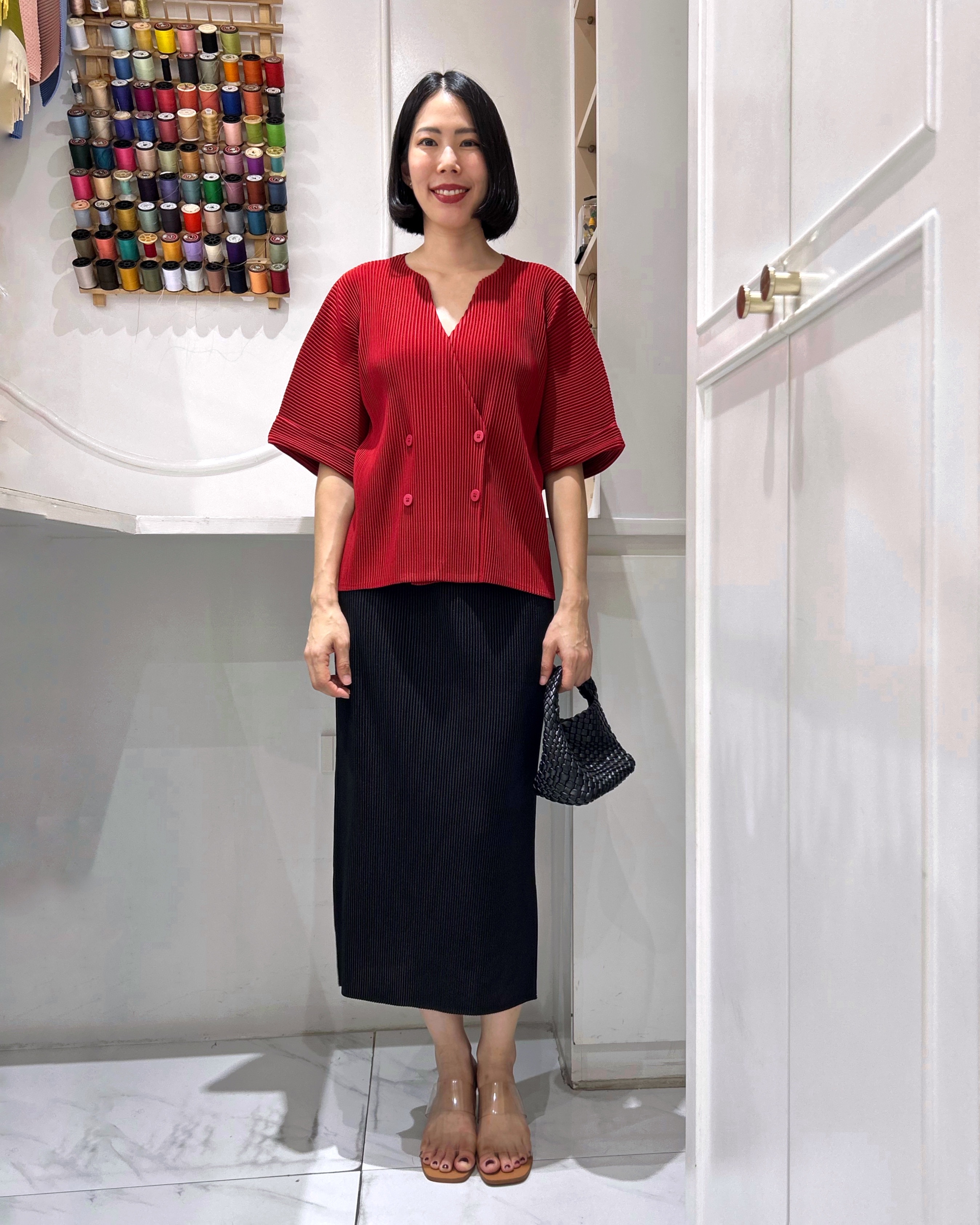 2MUAY รุ่น GJO11474 เสื้อคลุมอัดพลีท THICK WRAP BUTTON PLEATED CARDIGAN 8 สี FREE SIZE