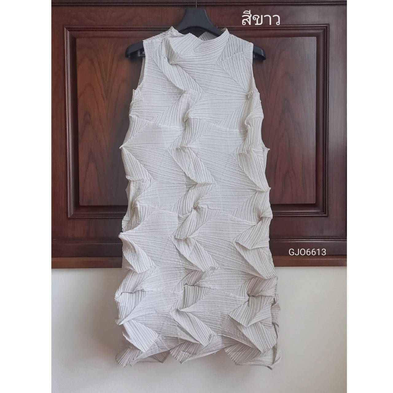 2MUAY รุ่น GJO6613 เดรสอัดพลีทงานคุณภาพ SLEEVELESS ZIGZAG PLEATED DRESS 9สี FREE SIZE