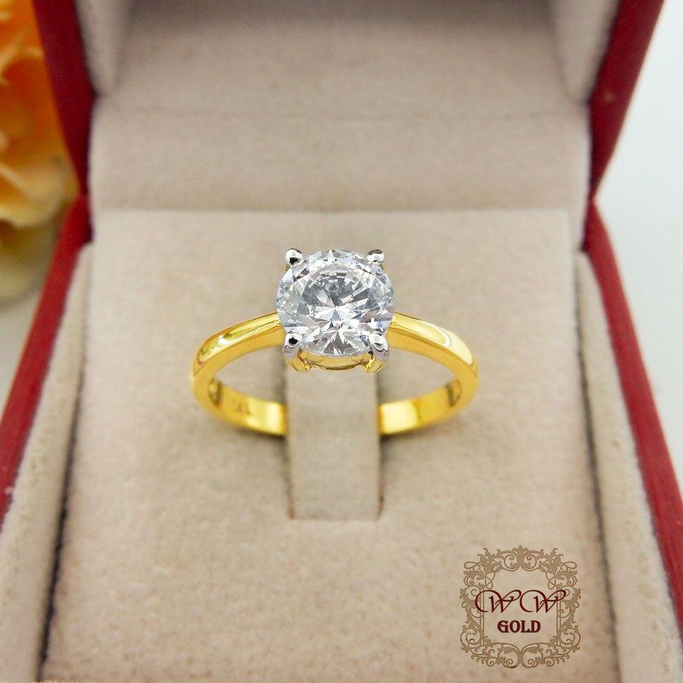 แหวนเพชรเม็ดเดียว 1 กะรัต (เพชรสวิส cz)