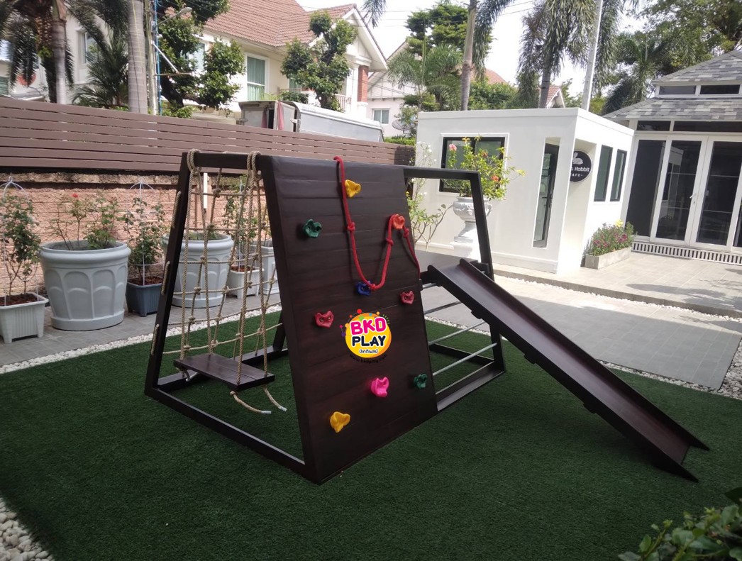 เครื่องเล่นสนามไม้ ชุด E ปีนป่ายเชือก,ปีนหน้าผา ปีนป่ายไม้ เครื่องเล่นสนามกลางแจ้ง ของเล่นสนามwoodplayground ไม้เนื้อแข็ง