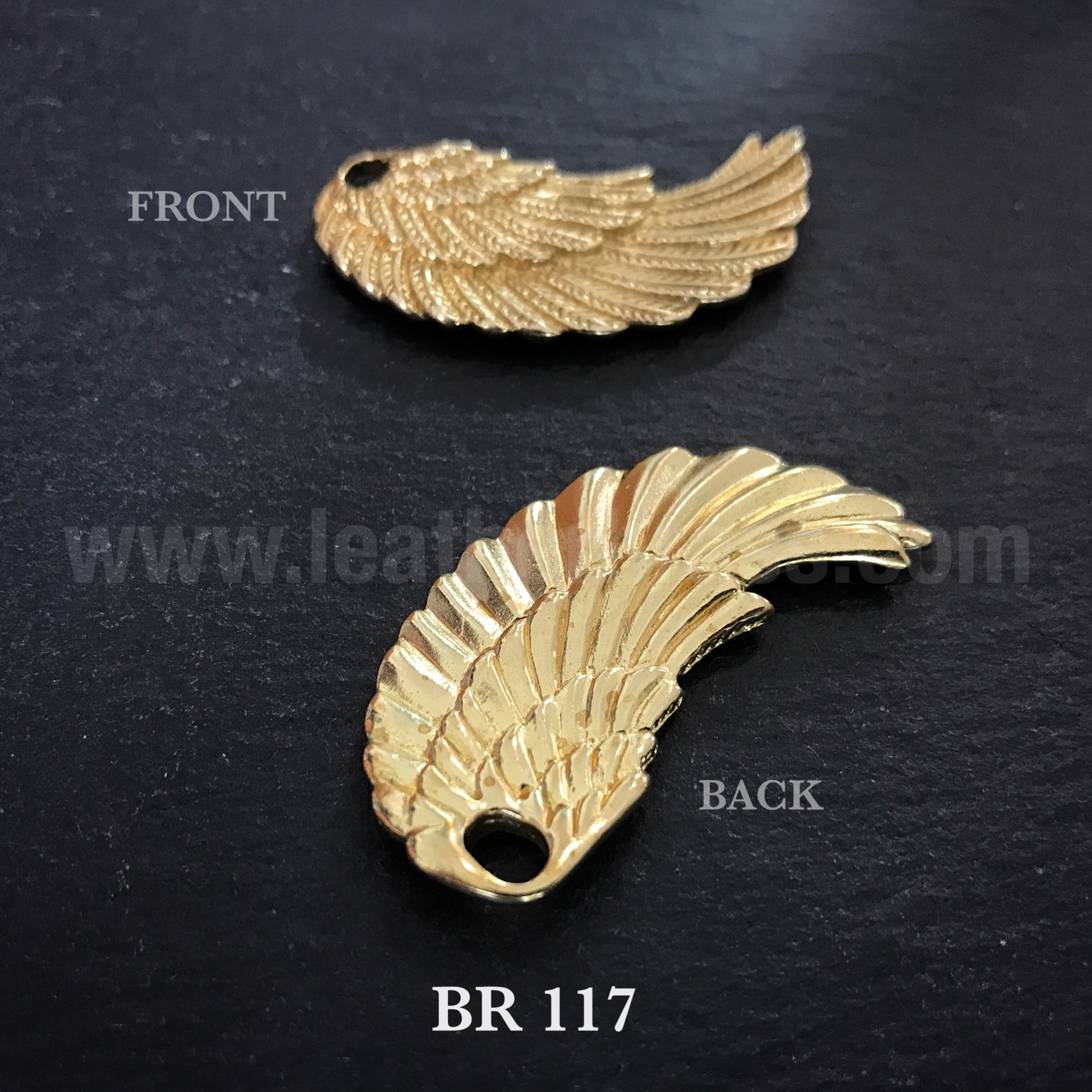 BR117 จี้ลายปีกนก ทองเหลืองแท้ สร้อยคอ ห้อยกระเป๋า ตกแต่งกระเป๋า leatherbrass**ราคาต่อชิ้น**