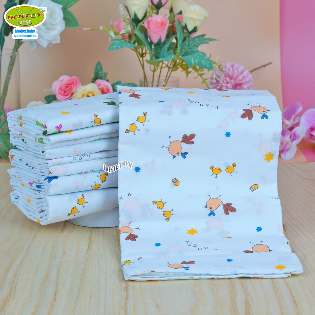 Gold Baby ผ้าอ้อมสาลู 2 ชั้นเกรดA ลายนก 12 ผืน