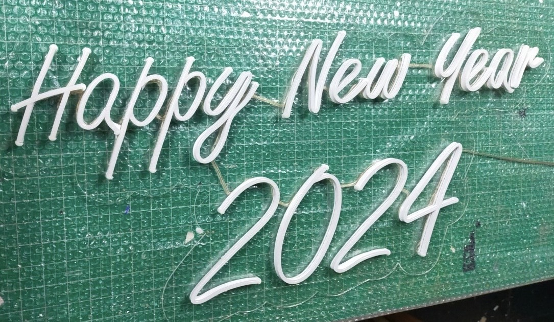 ป้ายไฟนีออนดัดled flex Happy New Year 2024