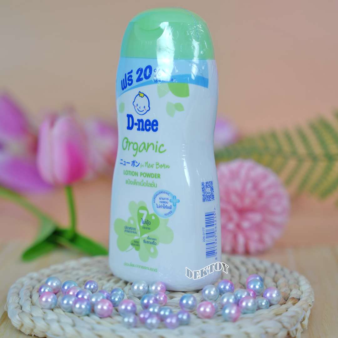 3 ขวด D-nee ดีนี่ แป้งเด็กเนื้อโลชั่น ดีนี่ ออร์แกนิค ฟอร์นิวบอร์น โลชั่น พาวเดอร์ 180 มล.