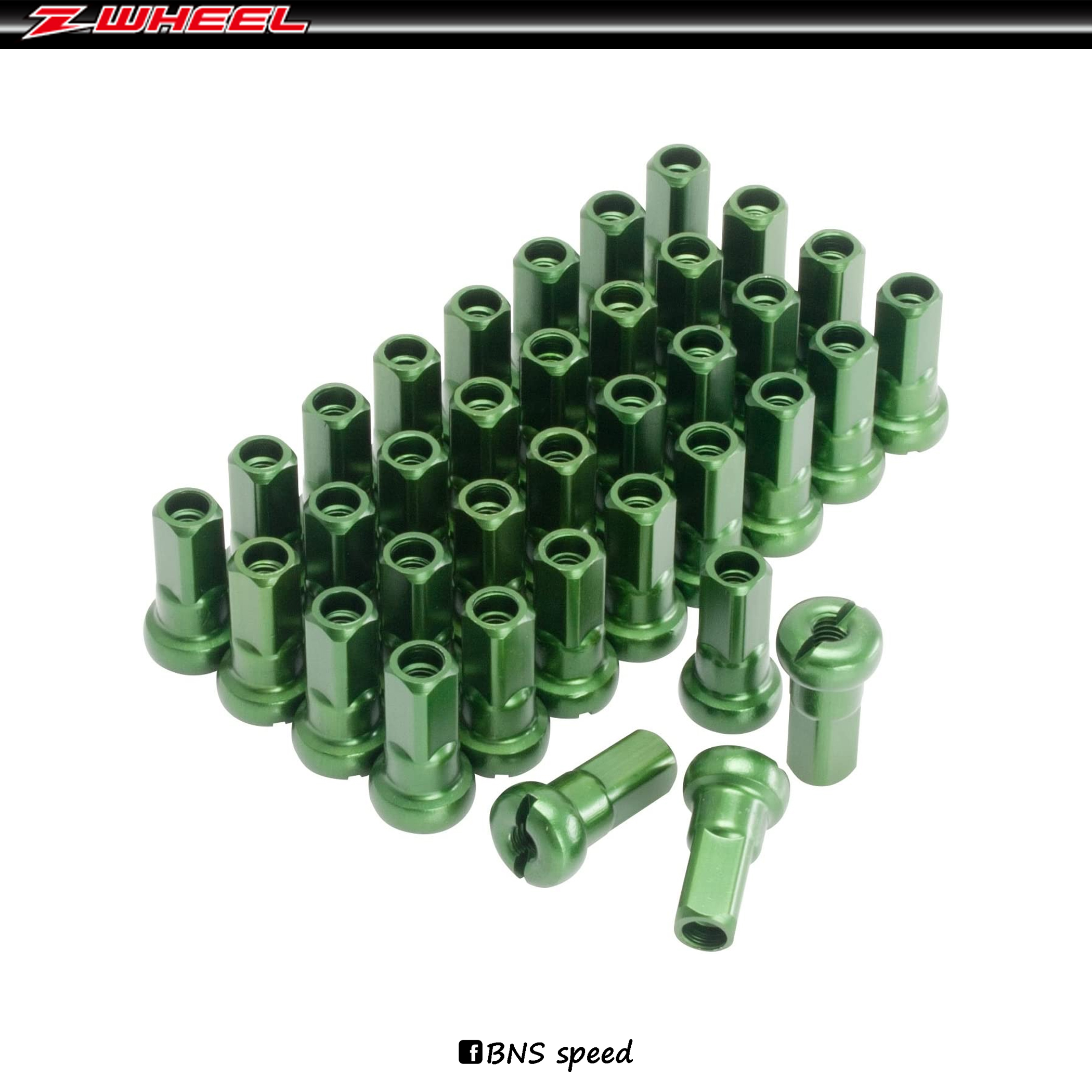 หัวซี่ Z-Wheel Aluminum Nipple Set KLX140/KLX230L/R เขียว