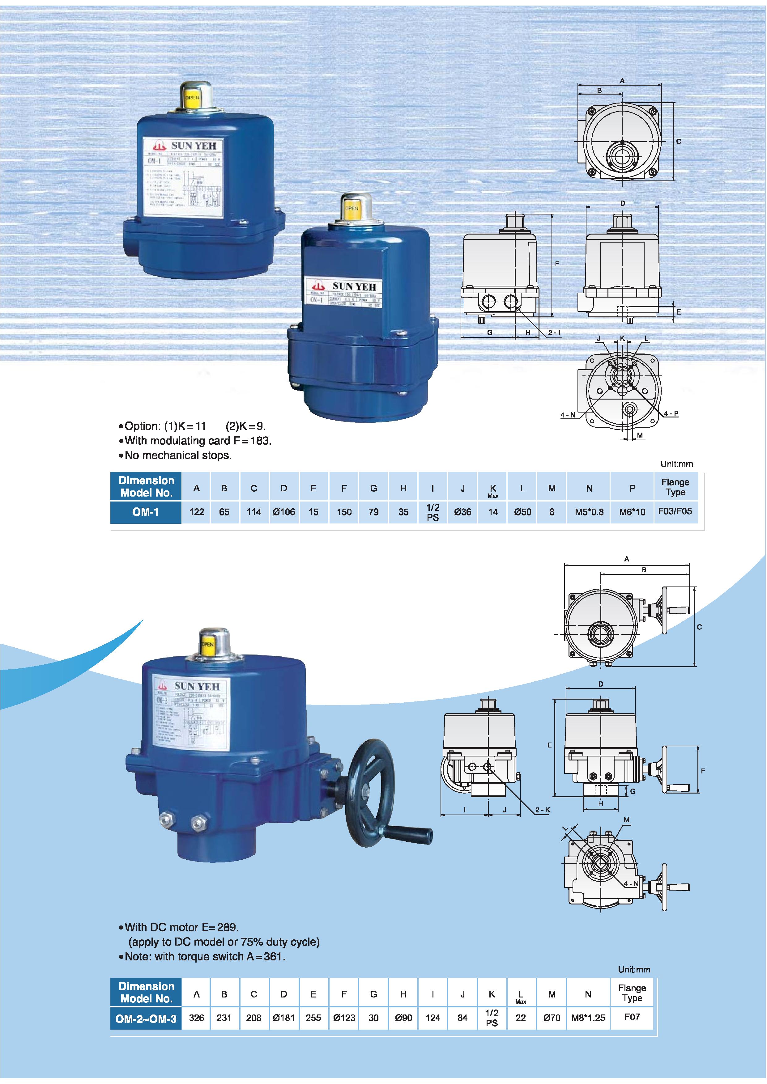 SUN YEH ELECTRIC ACTUATOR (หัวขับไฟฟ้า)