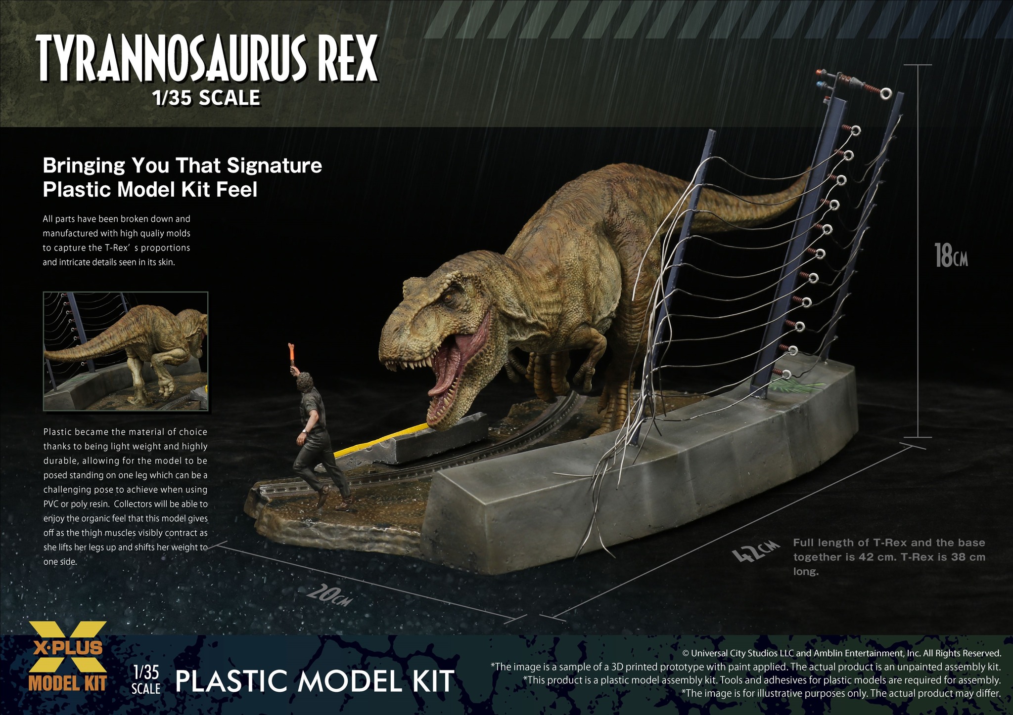 [สั่งจอง] X-PLUS 411-200130C 1/35 : Jurassic Park T rex [Model Kit]
