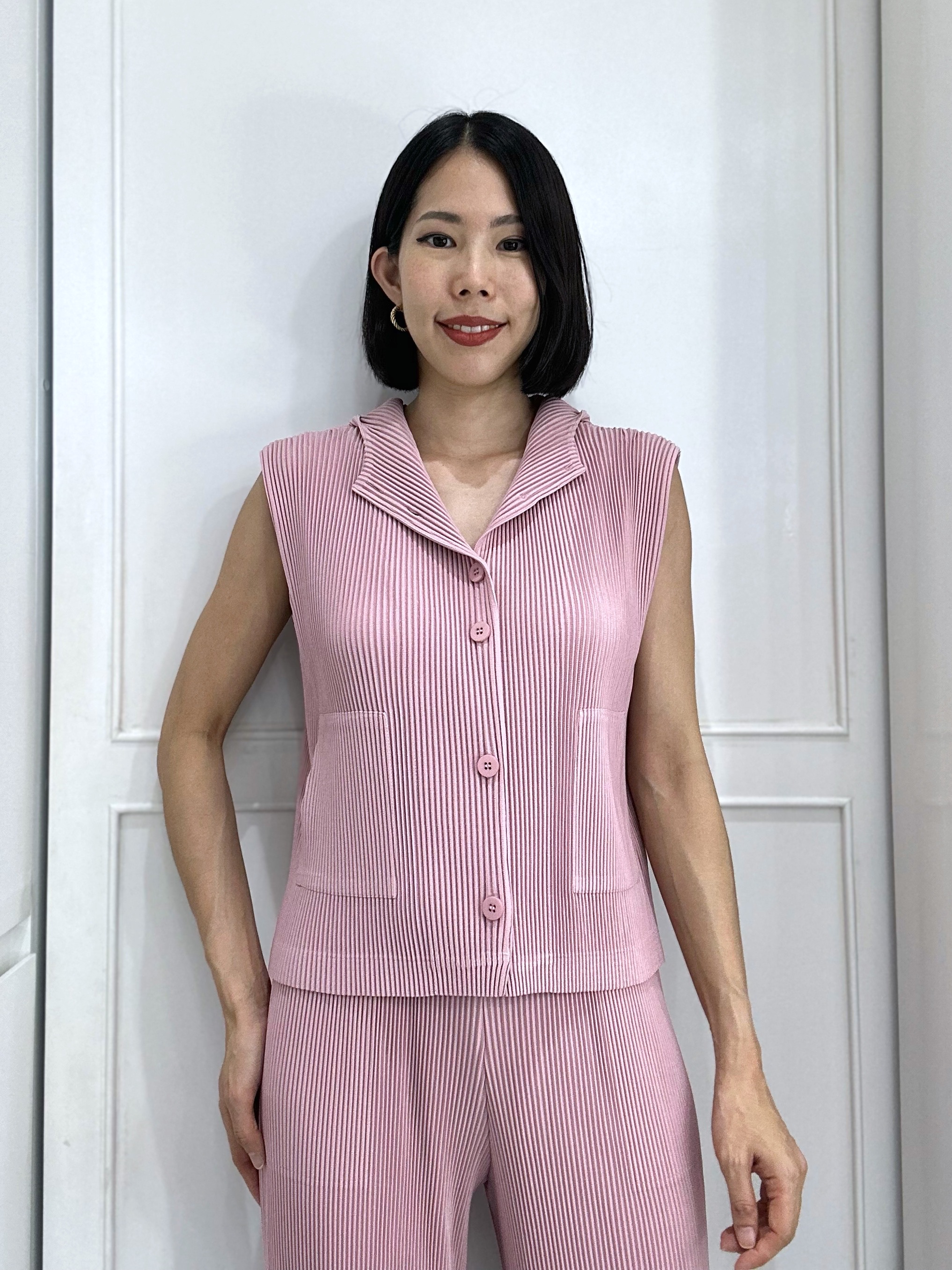 2MUAY รุ่น GJO5103-9 เสื้อพลีทคุณภาพ THICK SLEEVELESS HOODED PLEATED TOP 8 สี FREE SIZE